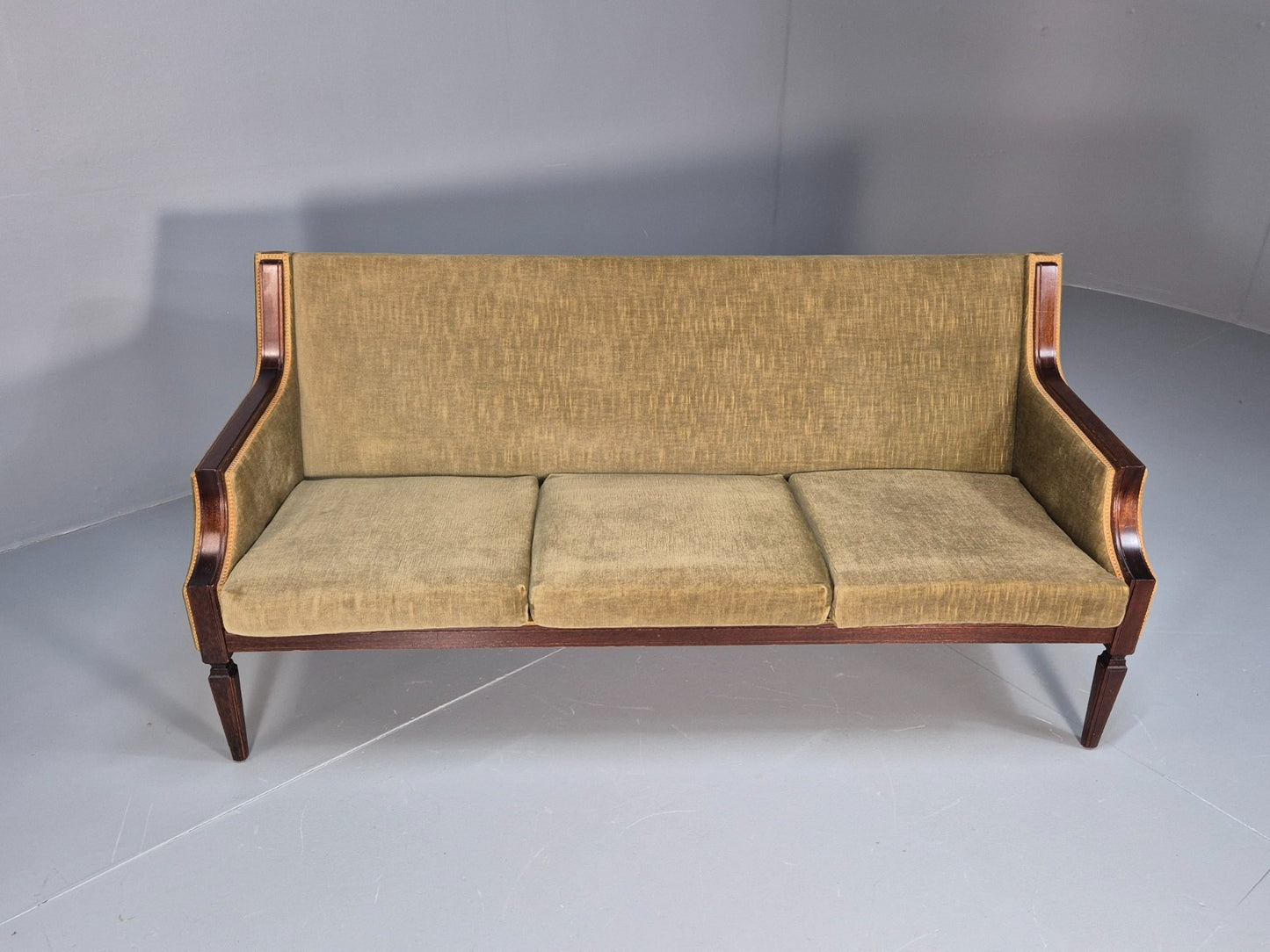 Antique Danish Empire Style Sofa Mahogany and Green velour EB9662 V3SS - UKDK FURNITURE