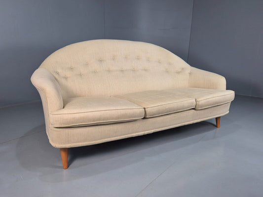 Vintage Swedish 3 Seat Sofa Cream Wool Paradise Nordiska Style MCM EB7772 M3SS - UKDK FURNITURE