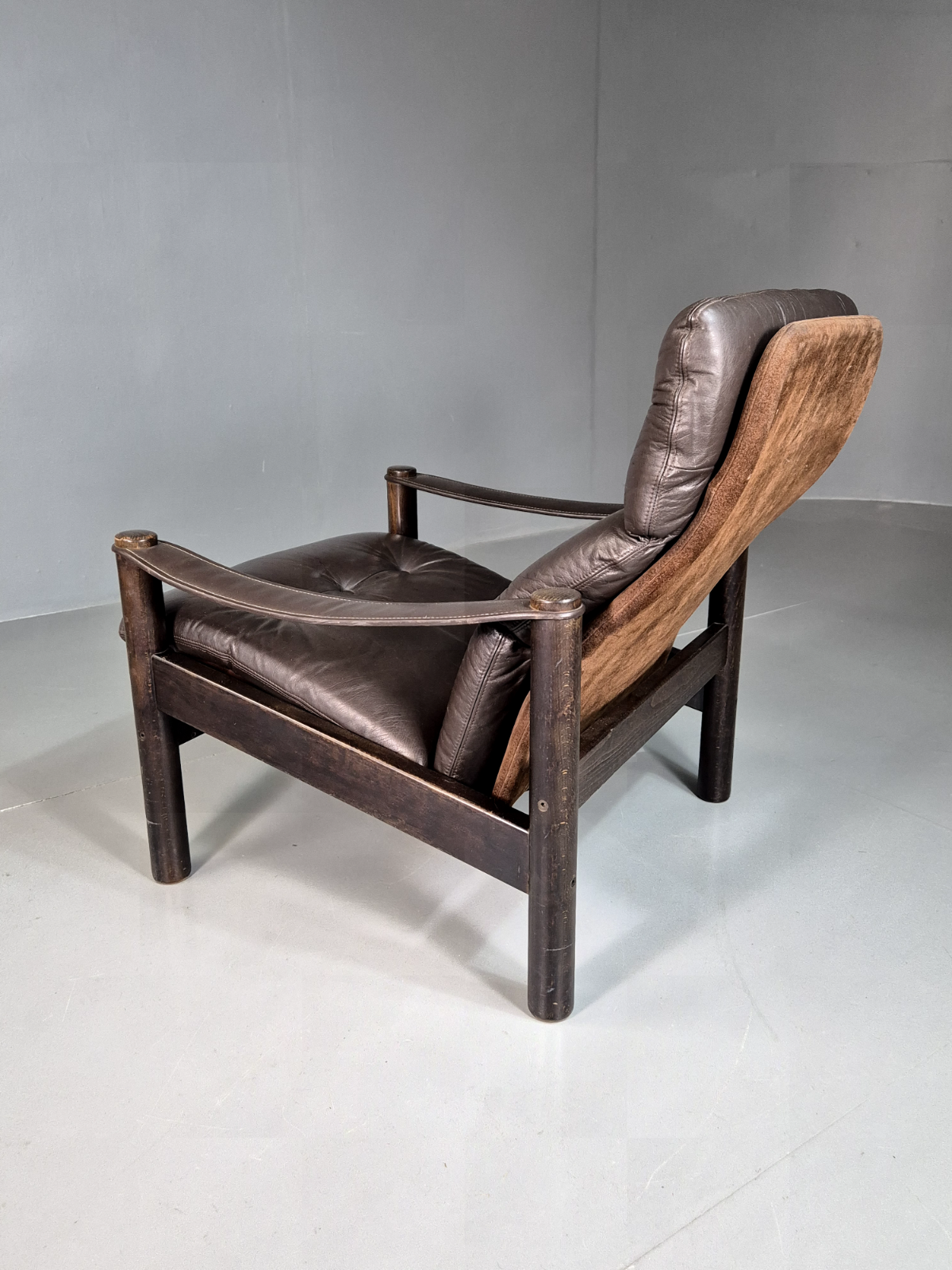 Vintage Danish Lounge Chair Brown Leather Ebbe Gehl Design Retro MCM EB7215 MNOR - UKDK FURNITURE