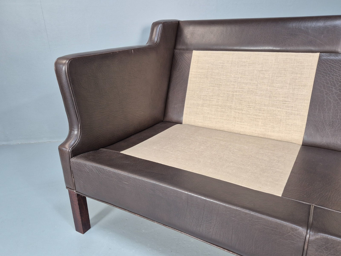 Midcentury Two Seater Sofa Brown Leather Vintage Danish 1970s Retro EB10101 M2SS7