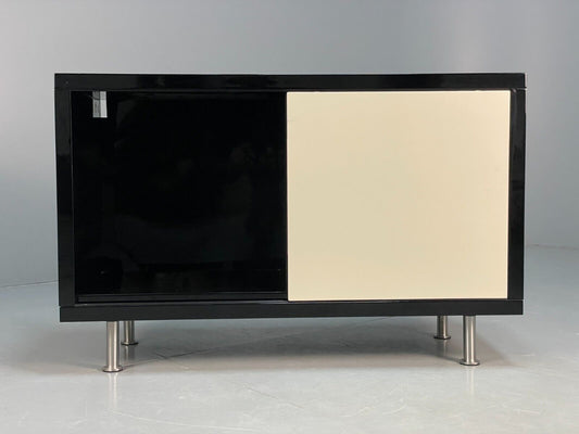 Modern Gloss Black Media Unit With Metal Legs Contemporary Storage EB8661 MWOO - UKDK FURNITURE