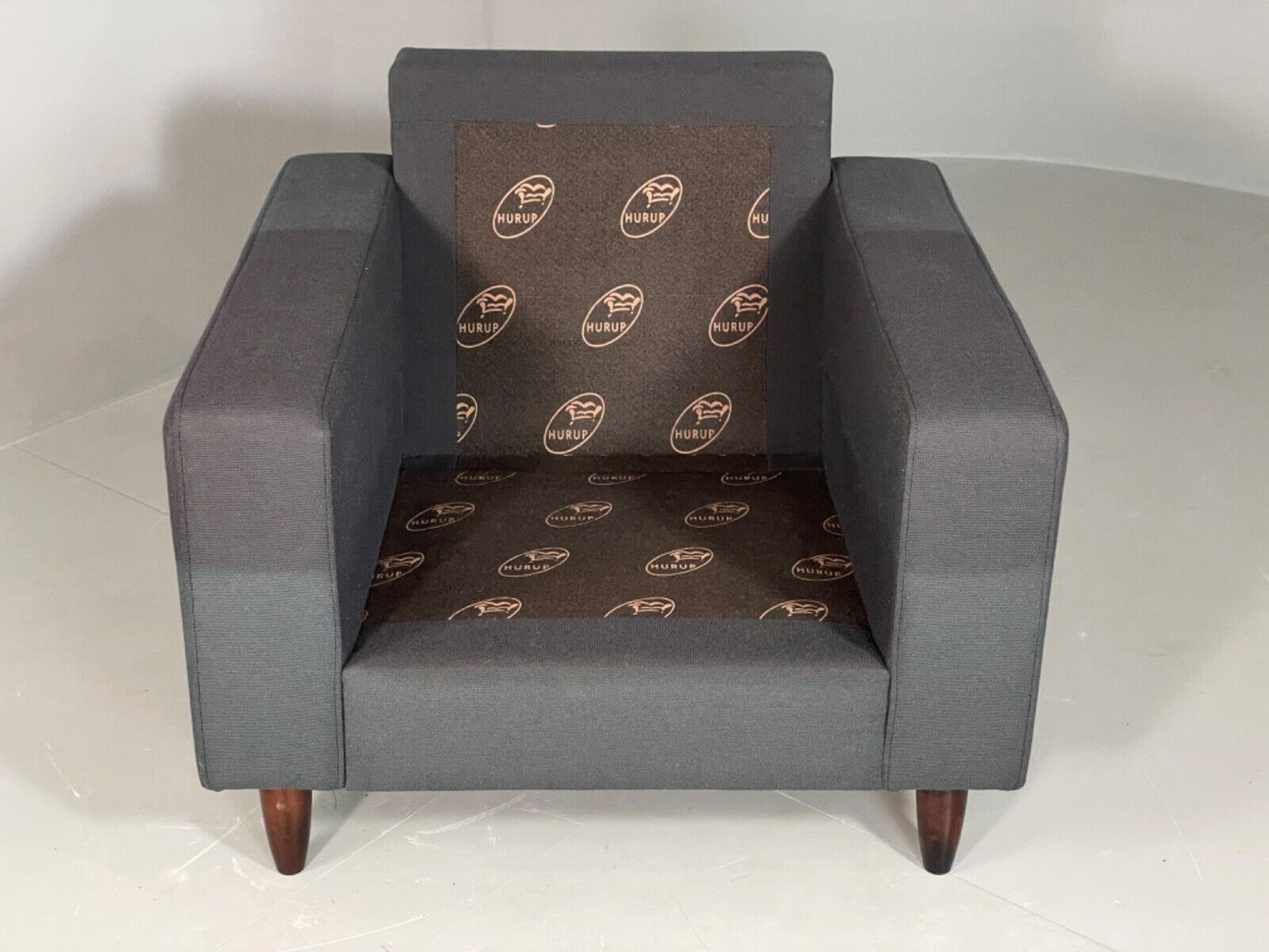 Vintage Danish Lounge Chair by Hurup Slate Grey Fabric Retro MCM EB6116 MNOR - UKDK FURNITURE