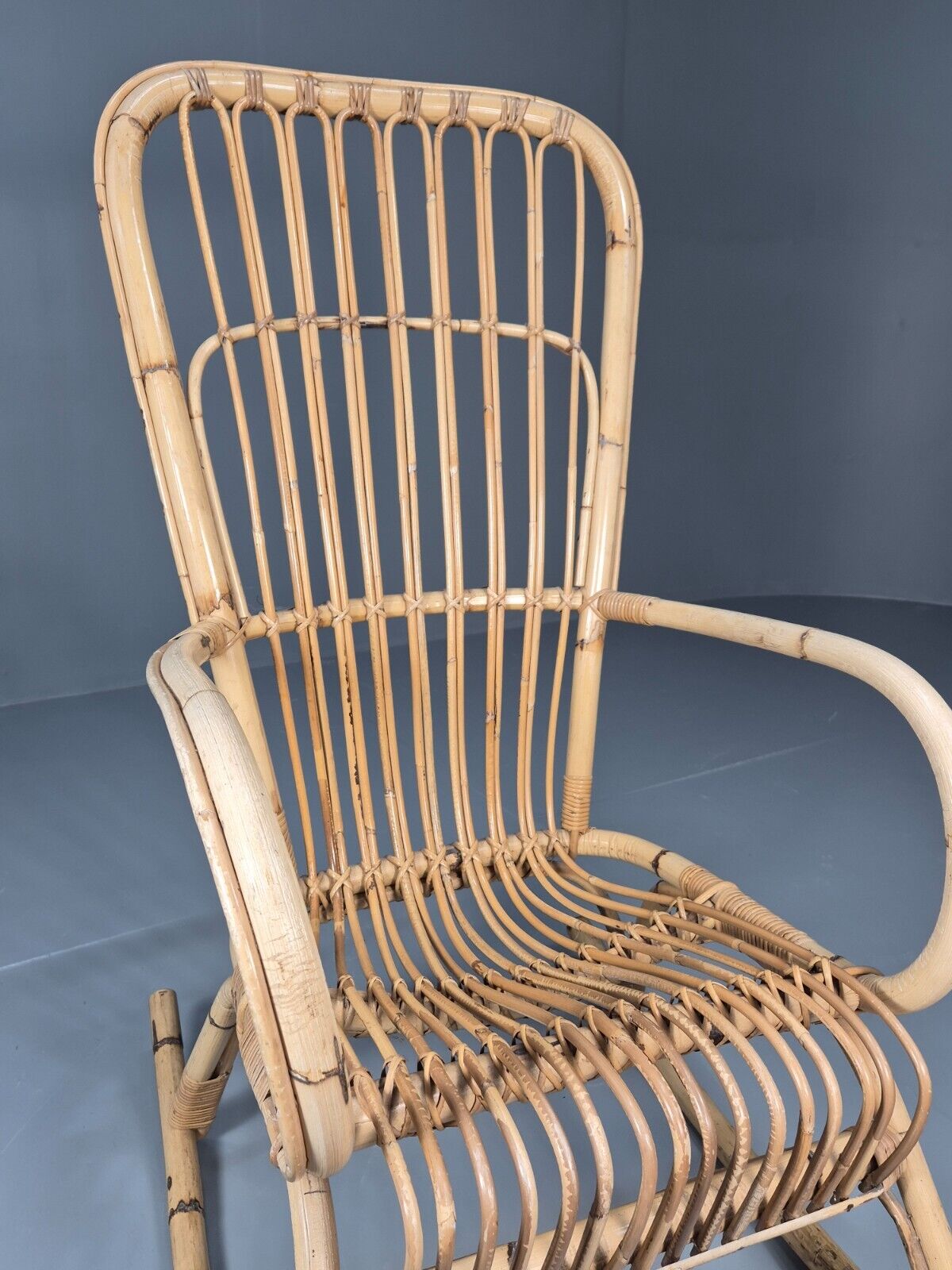 Vintage Cane Rocking Chair Retro Seating EB8875 VBER - UKDK FURNITURE
