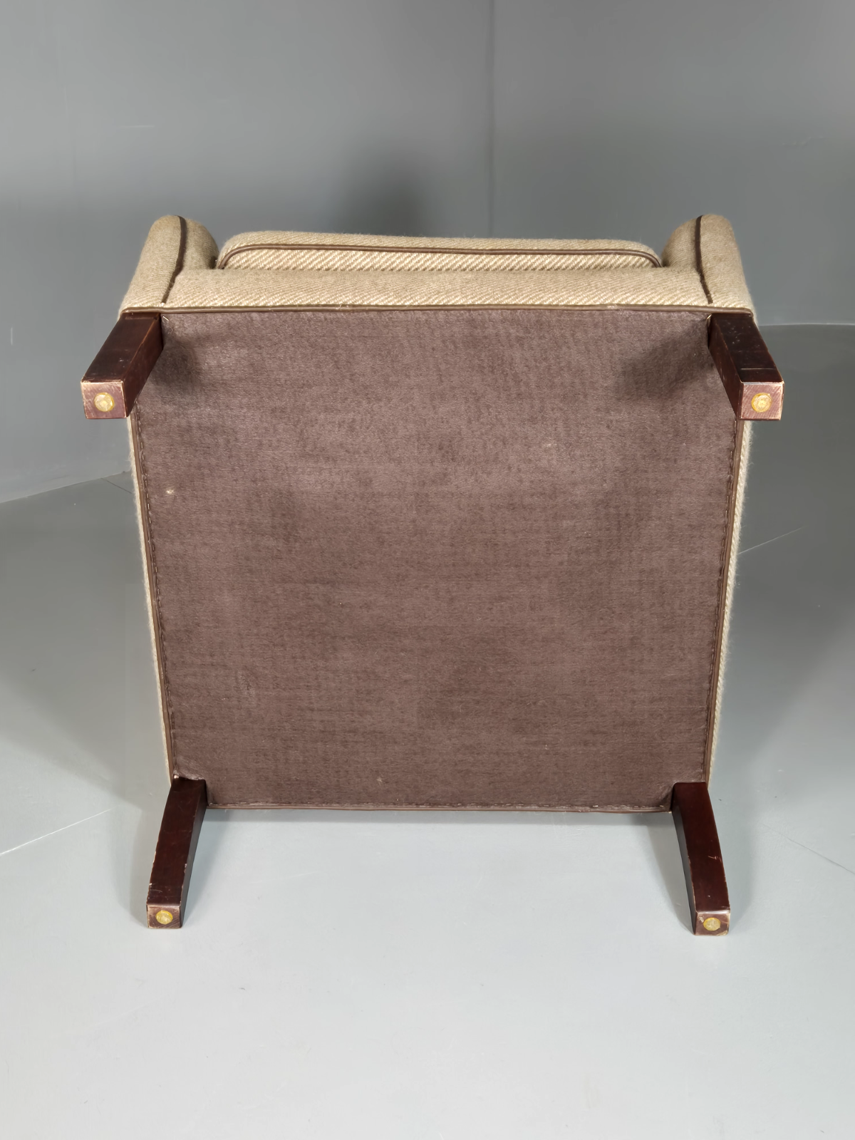 Vintage Danish Lounge Chair Brown Cream Wool 1980s Retro MCM EB7330 MNOR - UKDK FURNITURE