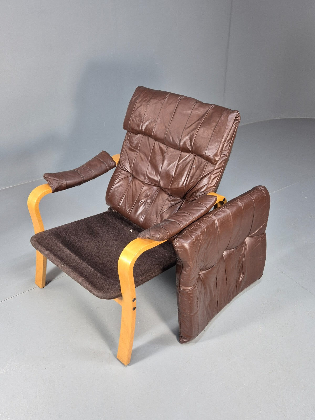 Brown Leather Bentwood Armchair Danish Modern Design Mid Century EB9248 MBEN - UKDK FURNITURE