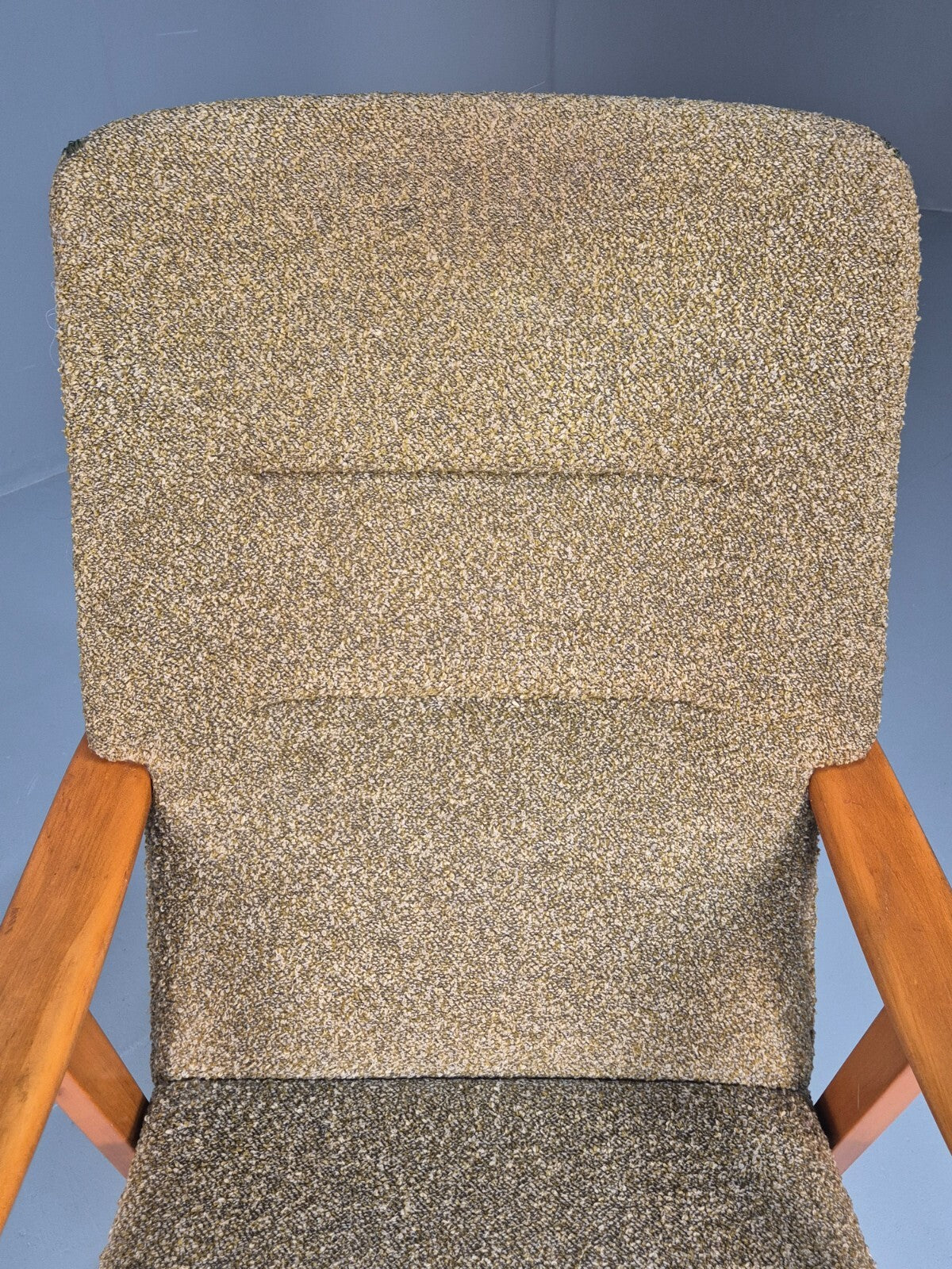 Mid Century Rocking Chair Olive Brown Wool Fabric Beech Frame 1950s EB9595 MNOR - UKDK FURNITURE