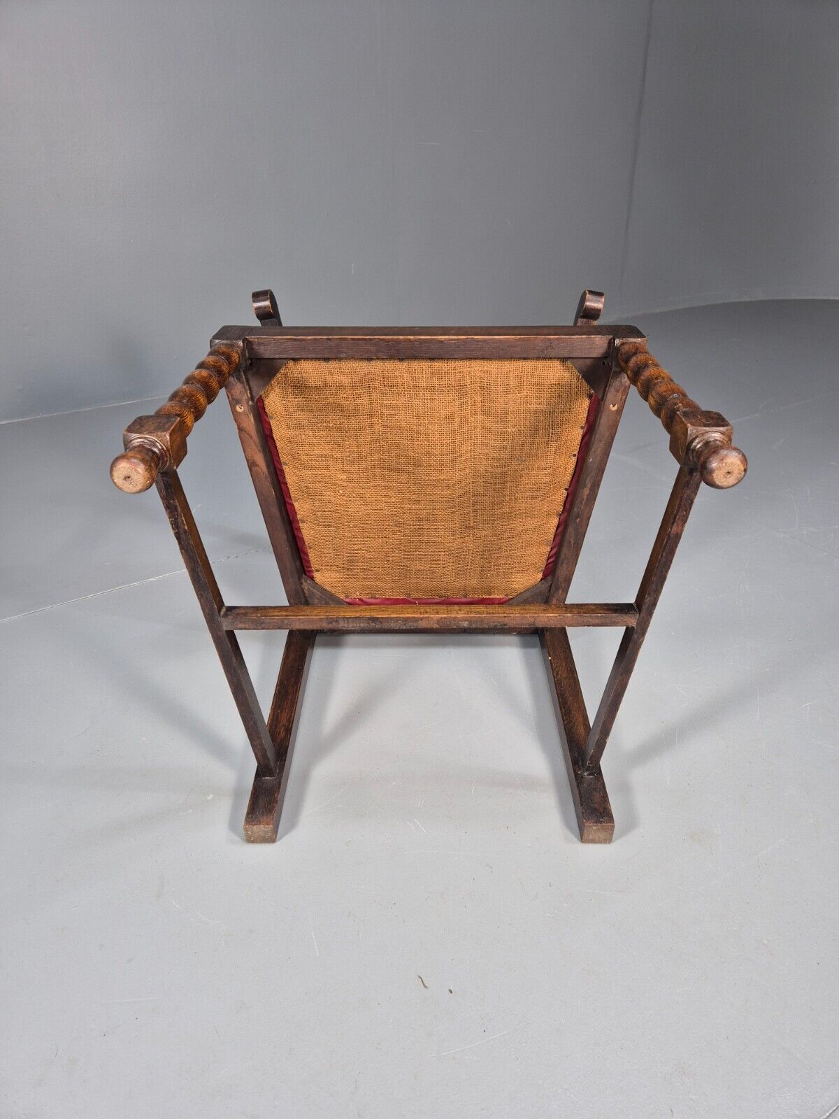 Vintage Elbow Chair Red Vinyl Oak Frame 1920s Antique EB9134 VDIN - UKDK FURNITURE