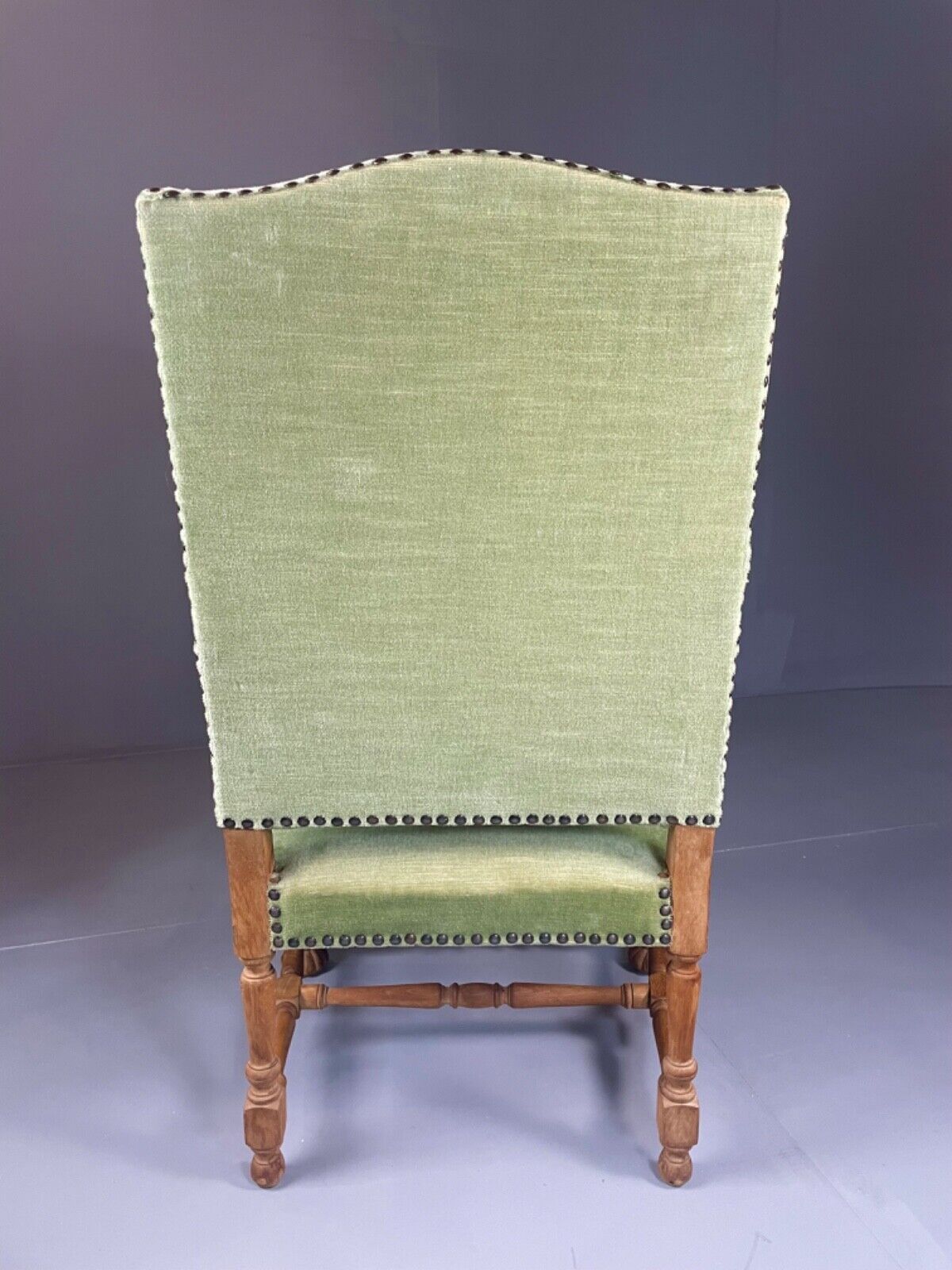 Danish Early 20th Century Carved Oak And Green Velour Chair, Antique EB4649 VCAR - UKDK FURNITURE