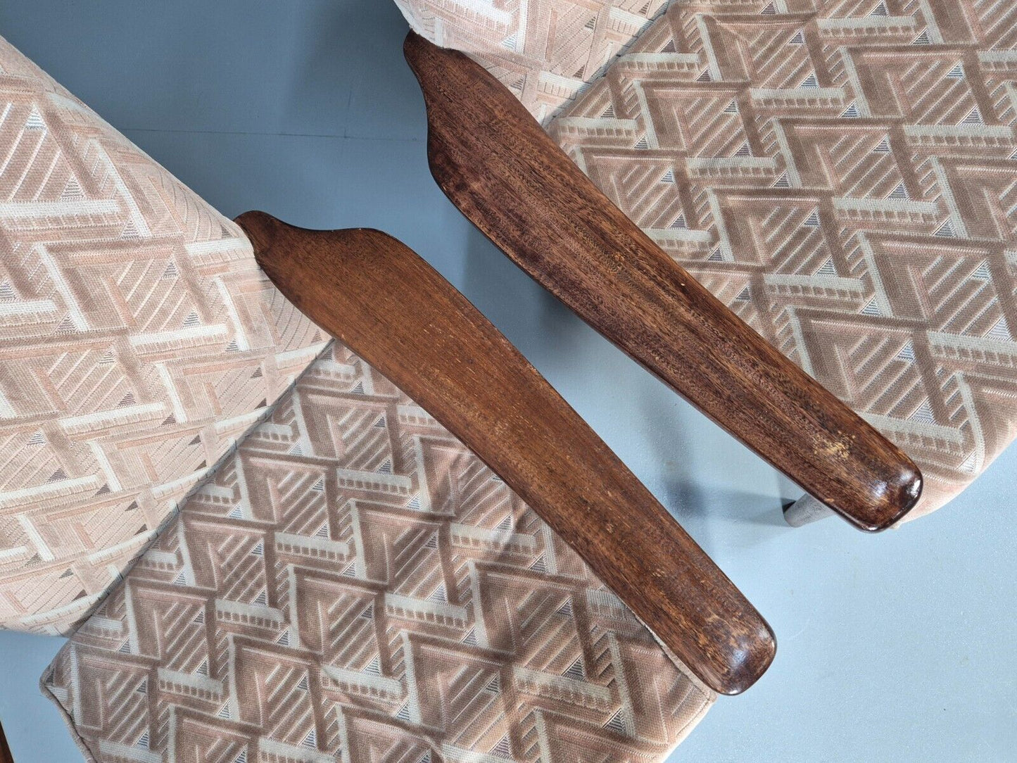 Vintage Parker Knoll Armchairs Pair Deco Pink Fabric Stained Beech EB8866 MCLO - UKDK FURNITURE