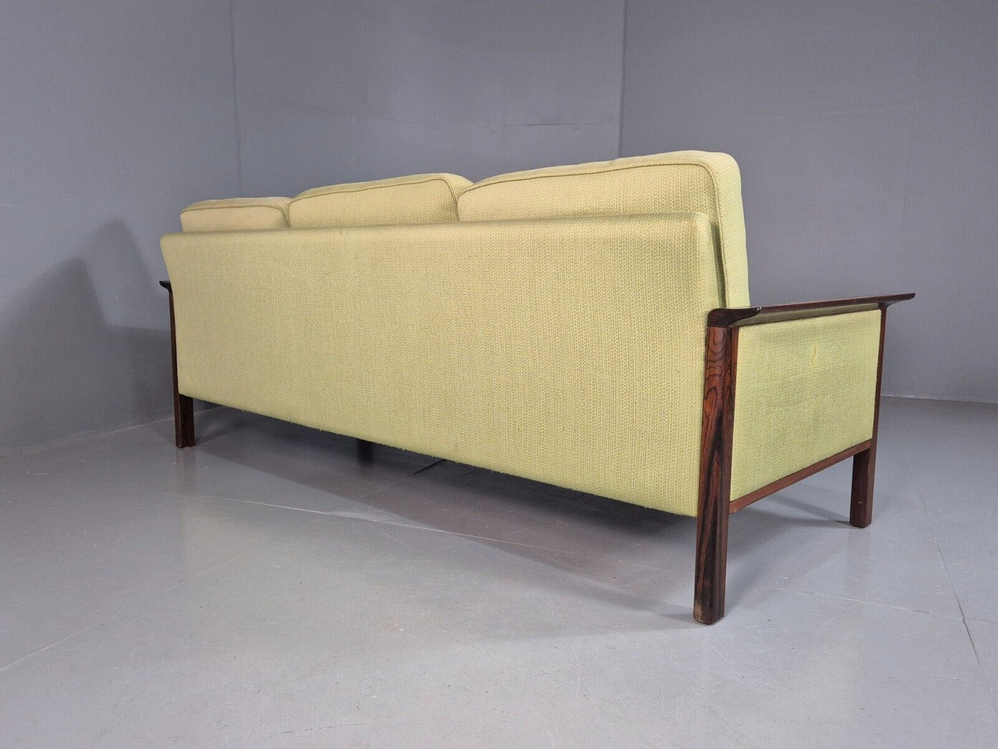 Vintage Midcentury Danish Three Seat Green Sofa Rosewood EB7741 M3SS - UKDK FURNITURE