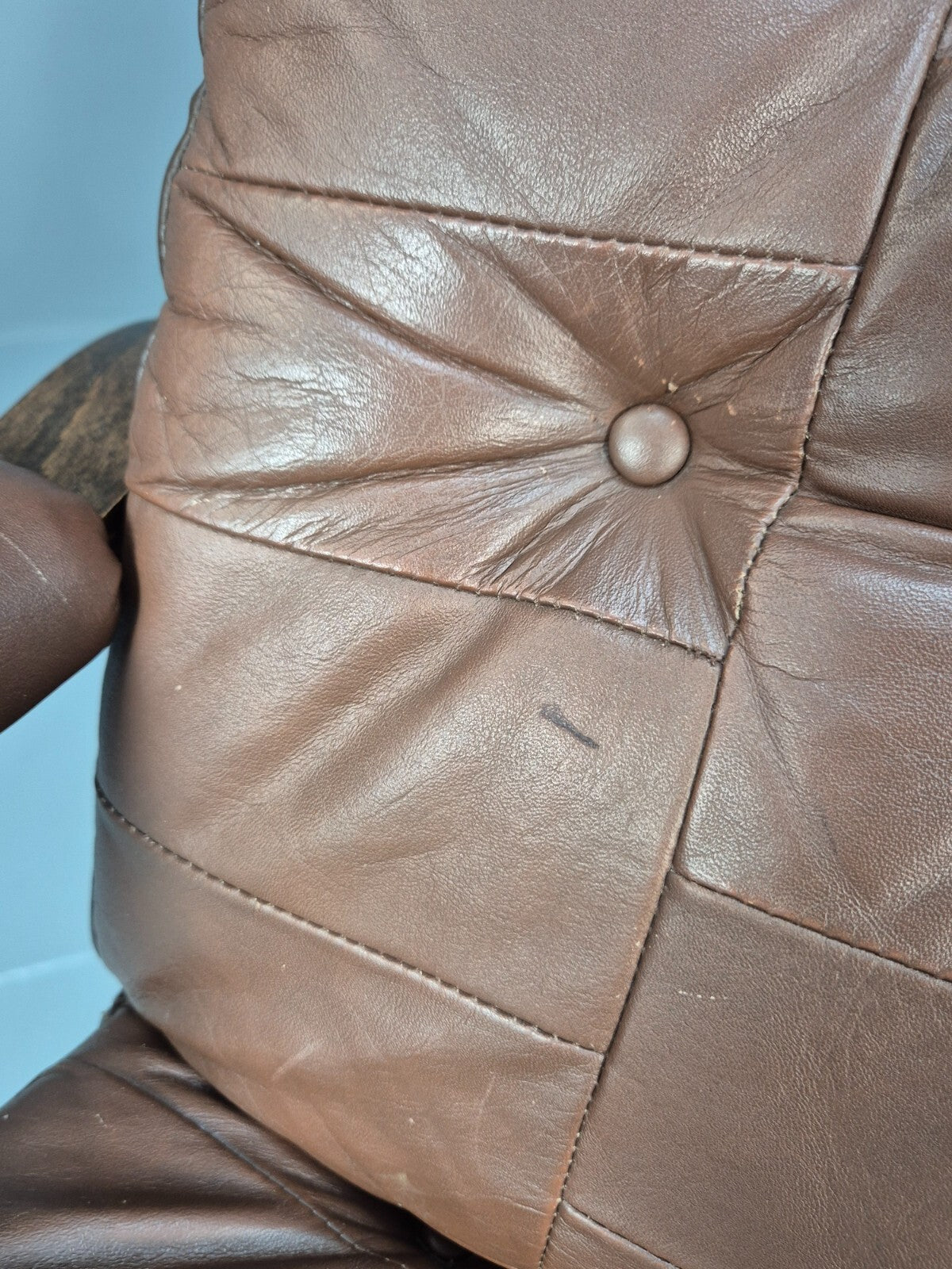 Vintage Danish Bentwood Lounge Chair Brown Leather Buttoned 1970s EB9486 MBEN - UKDK FURNITURE