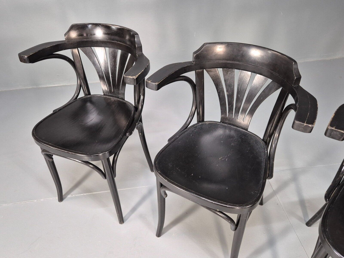 4 Vintage Bistro Chairs Black Thonet Style Czech Built Retro EB8859 VDIN - UKDK FURNITURE