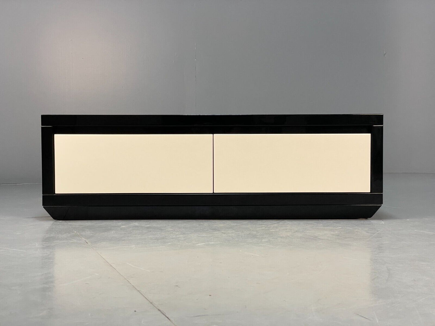 Modern Italian Gloss Black Low Double Drawer Unit EB8662 MWOO - UKDK FURNITURE