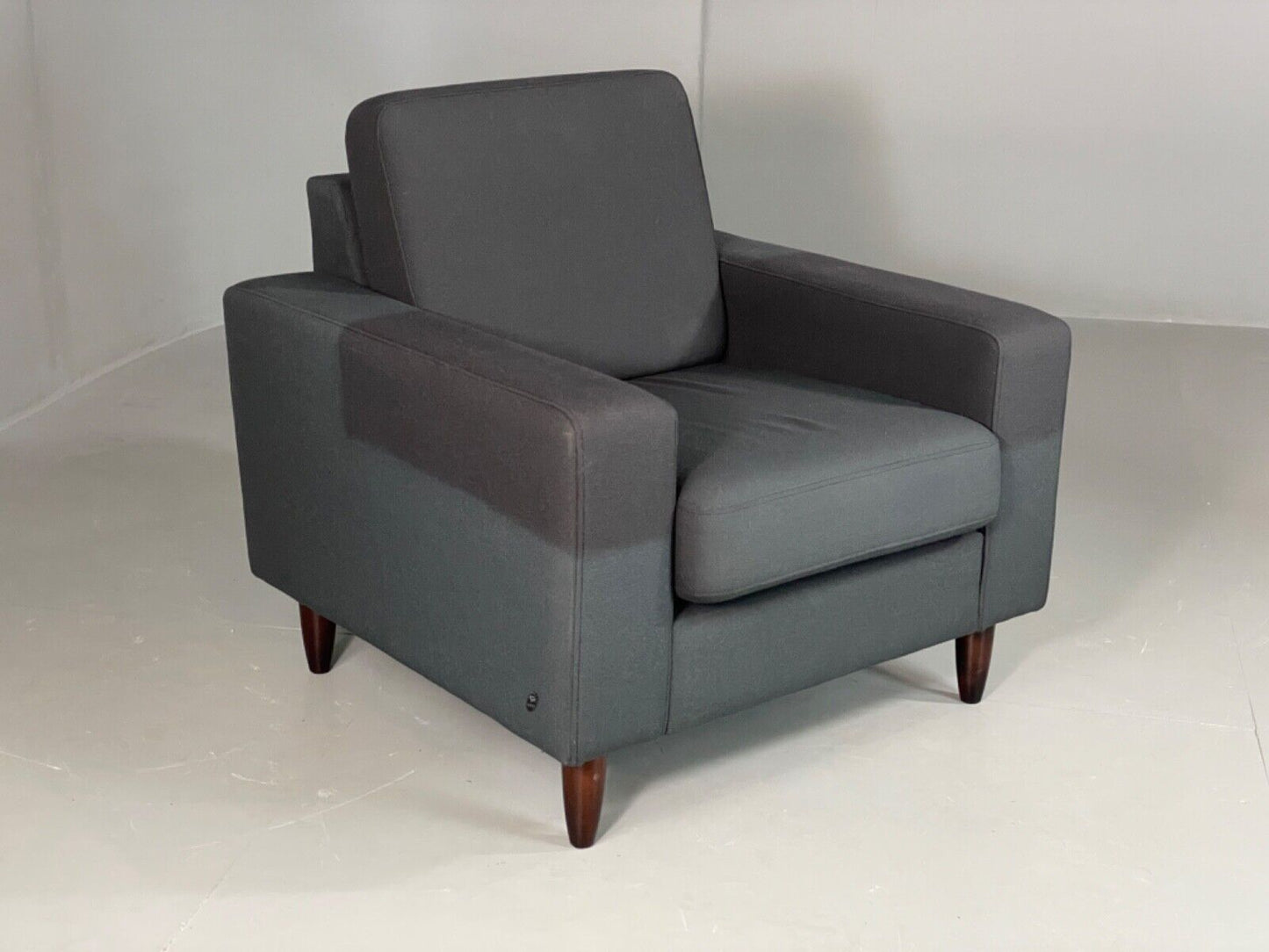 Vintage Danish Lounge Chair by Hurup Slate Grey Fabric Retro MCM EB6116 MNOR - UKDK FURNITURE