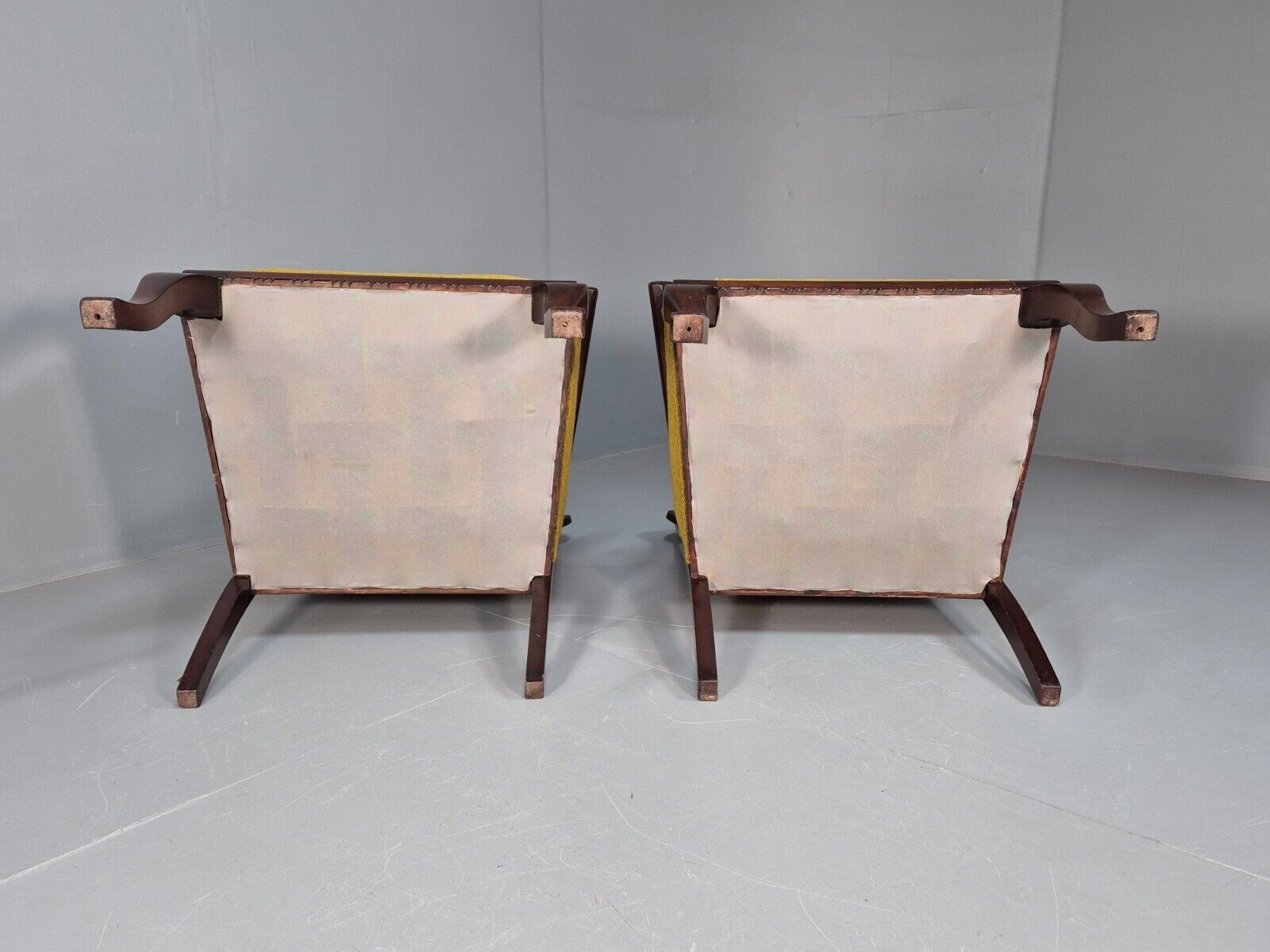 2 Danish Antique Chairs French Empire Style 1920s Mahogany Mustard EB9042 VCLO - UKDK FURNITURE