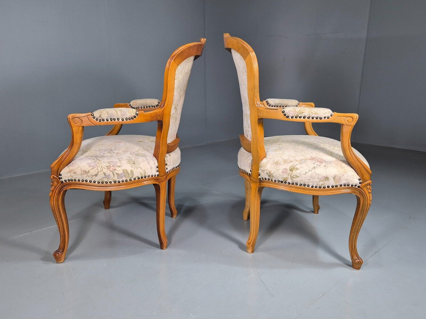 2 Vintage Danish Fauteuil Lounge Chairs Louis XVI Style 1970s Built EB7606 VCLO - UKDK FURNITURE