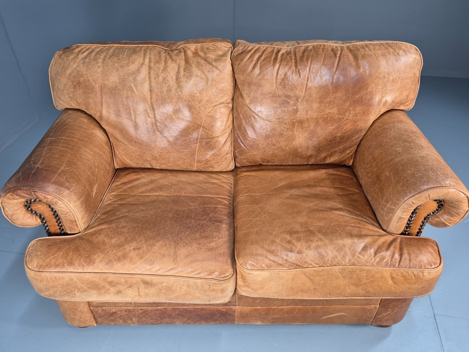 Leather Two Seat Cottage Settee Vintage Danish Quality 1990s  EB10637 M2SS18