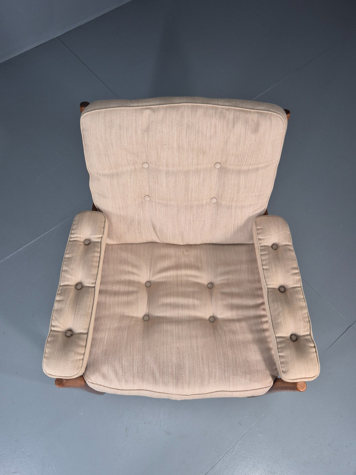 Vintage Gotte Lounge Chair 1970s Swedish Cream Cloth Retro MCM EB11332 MNOR18