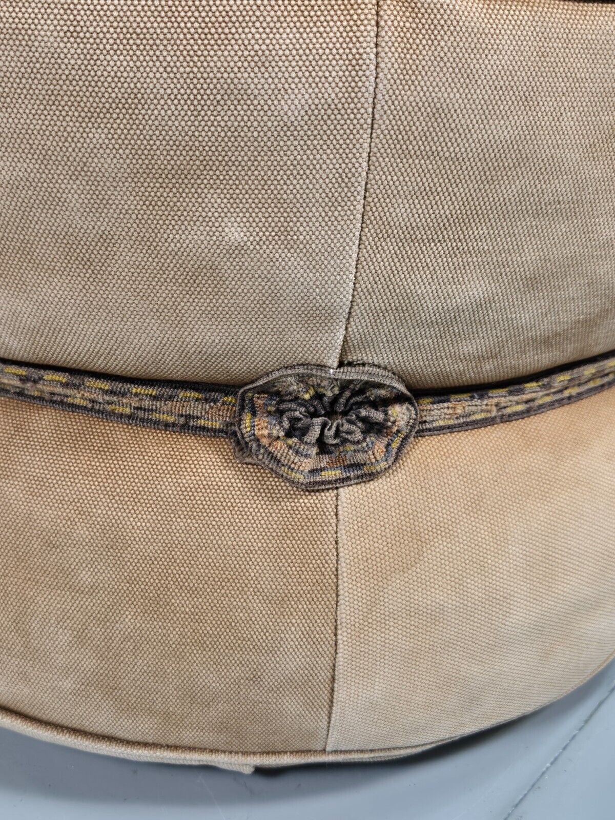 Vintage Leather Footstool Pouffe Suede 1960s Retro EB7584 MFOO - UKDK FURNITURE