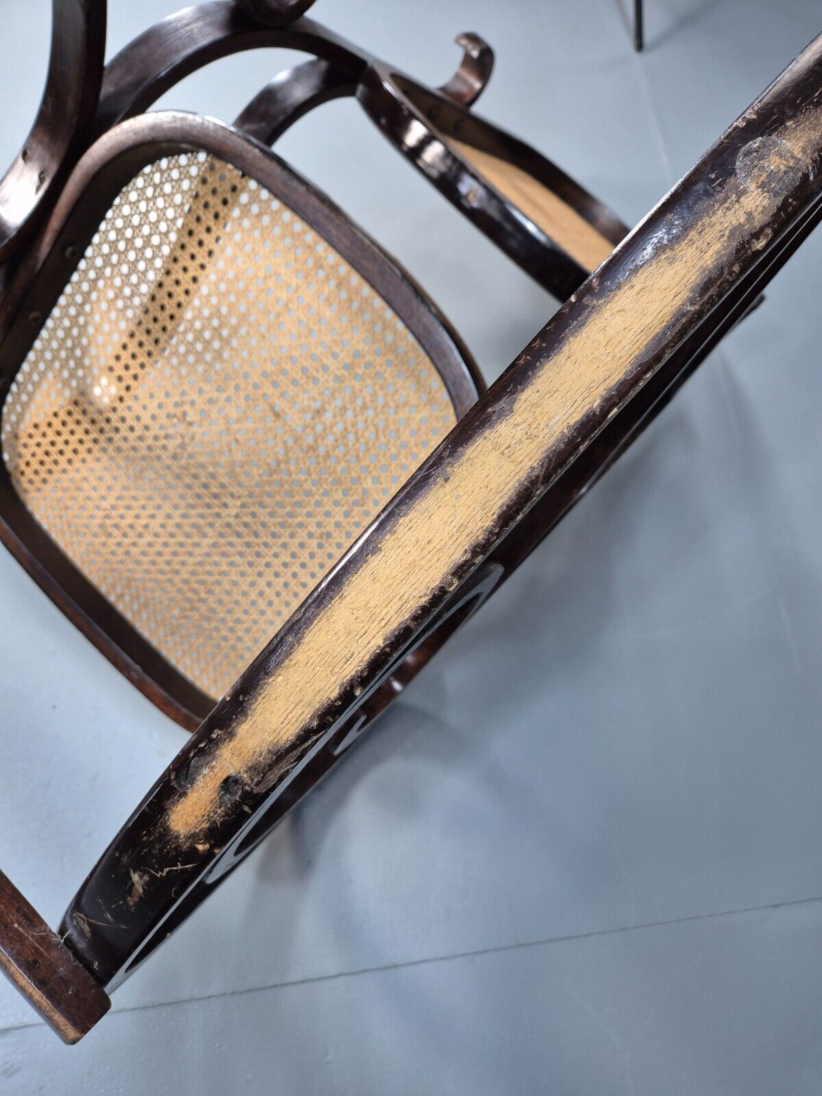 Vintage Rocking Chair Rattan and Bentwood Thonet Style 1970s Retro EB8945 VBER - UKDK FURNITURE