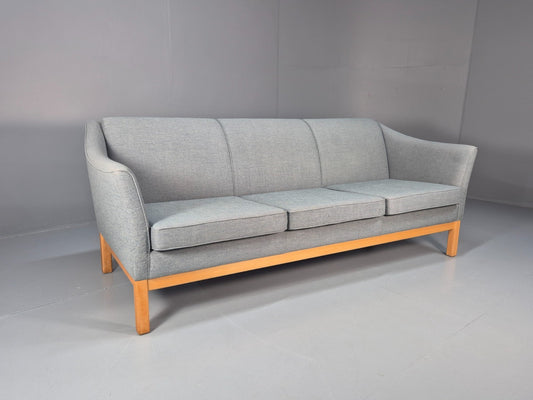 Mid Century Three Seater Sofa Blue wool Oak Base 1980s Retro  EB10398 M3SS0