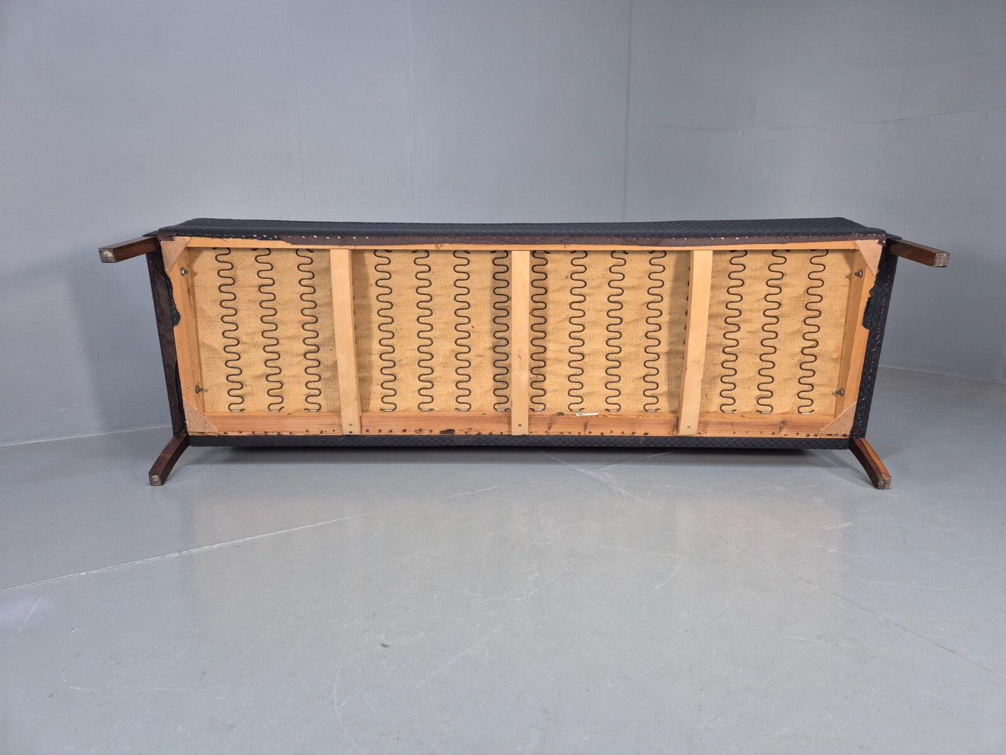 Vintage Danish 3 Seat Sofa Blue Check Cotton Mogensen MCM 1960s EB8589 M3SS - UKDK FURNITURE