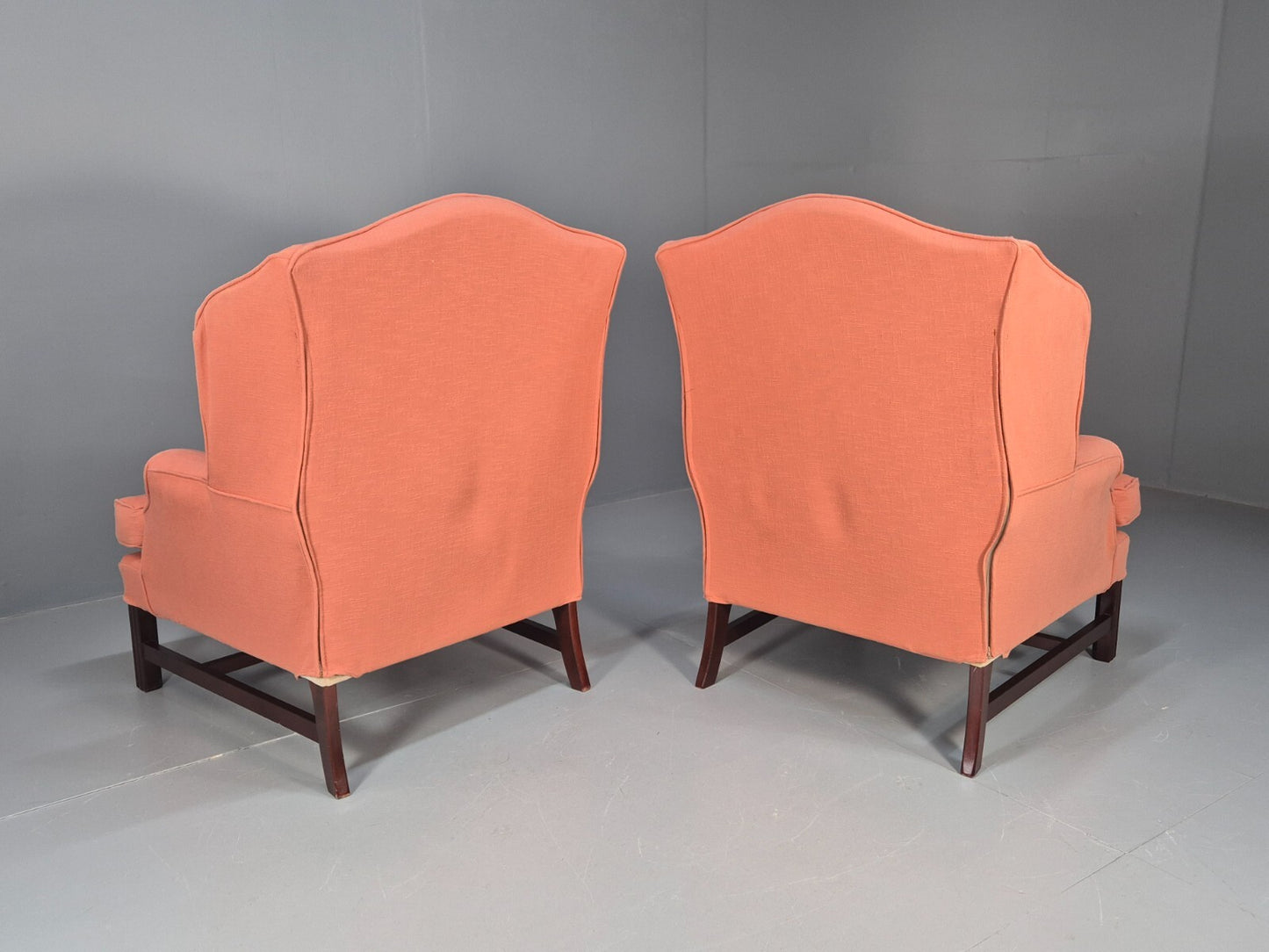 2 Vintage Georgian Style Wingback Armchairs 1950s Reproduction EB9469 VCLO - UKDK FURNITURE