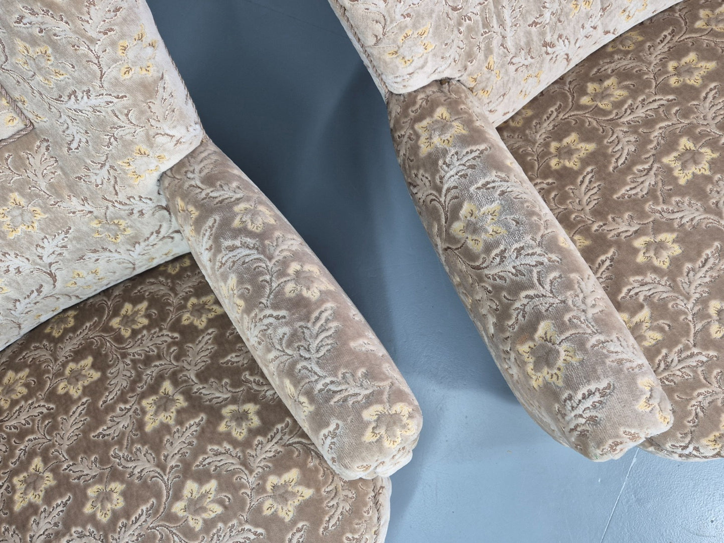 2 1950s Lounge Chairs Mid Century Danish Floral Moquette Retro EB11318 MNOR13