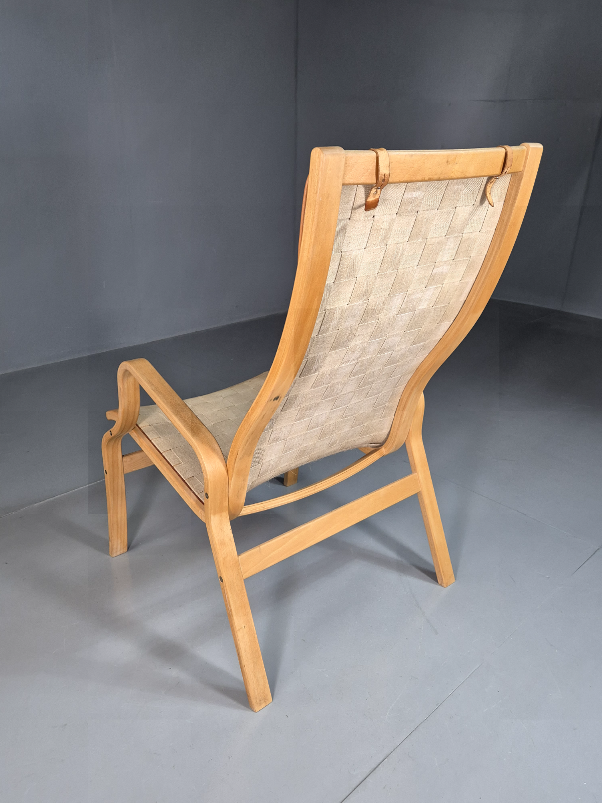 Vintage Danish Lounge Chair Canvas Bentwood Ostergaard Retro MCM EB7349 MBEN - UKDK FURNITURE