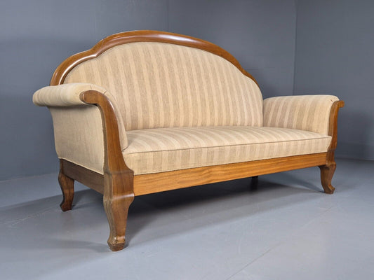 Vintage Antique Danish Art Deco Era Sofa Beechwood Grey Cream Stripe EB8941 V3SS - UKDK FURNITURE