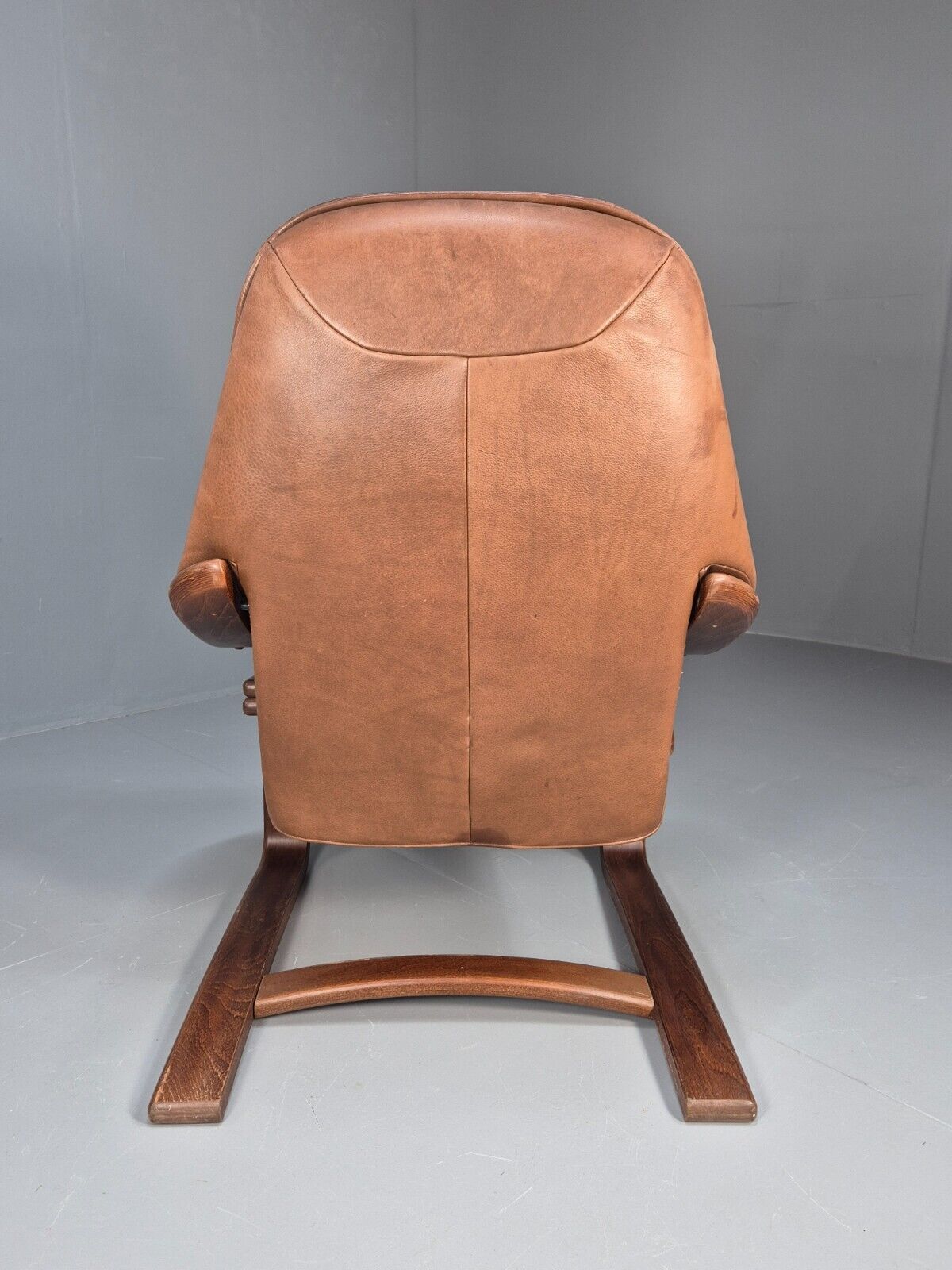 Vintage Danish Lounge Chair Brown Leather Bentwood Reclines Retro EB8783 MBEN - UKDK FURNITURE