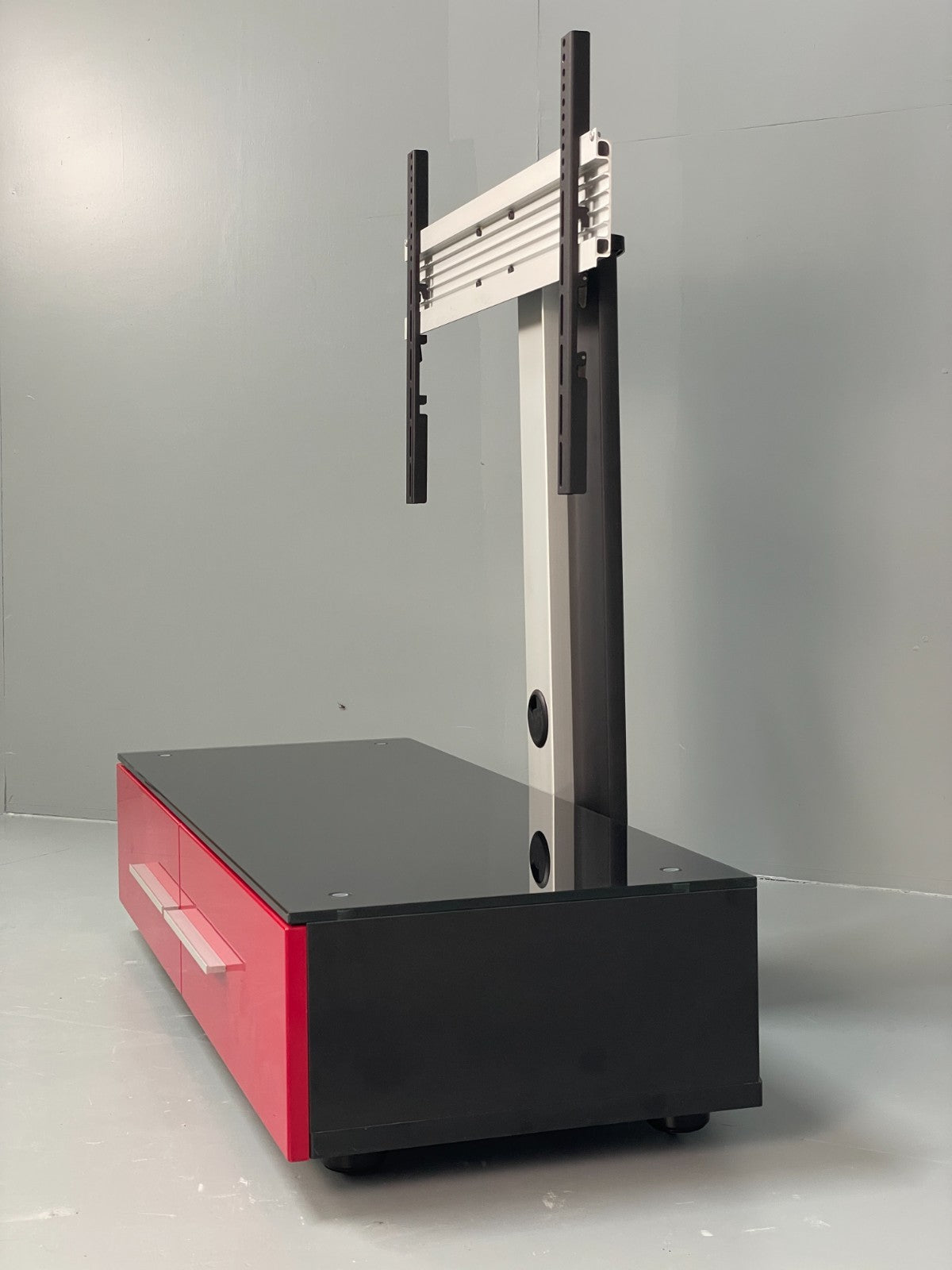 Media Unit TV Stand Modern Red & Black Adjustable TV Mount Drawers EB10951 MWOO11