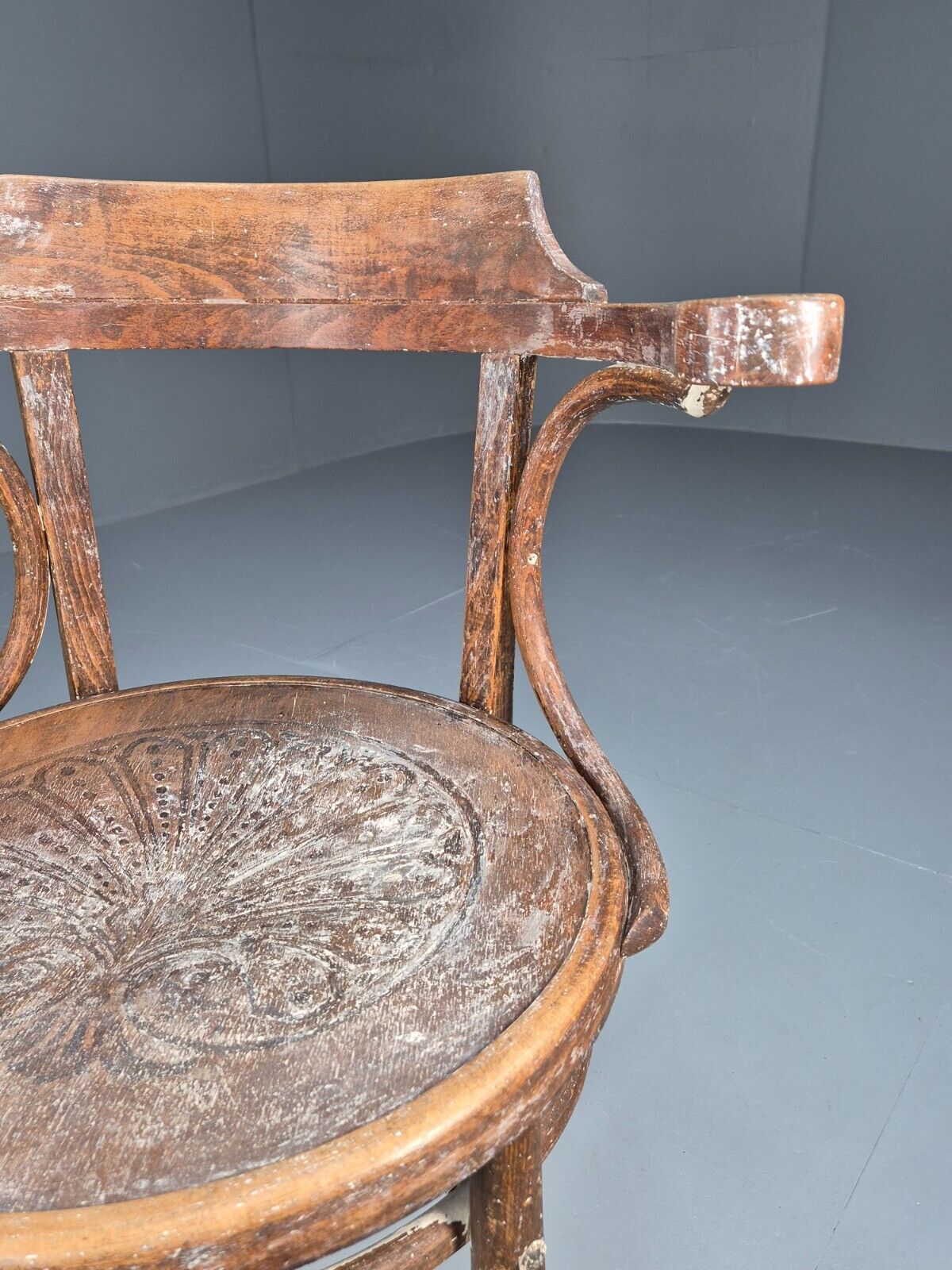 Vintage Bentwood Elbow Chair Bistro Thonet Style 1930s Antique EB8879 VDIN - UKDK FURNITURE