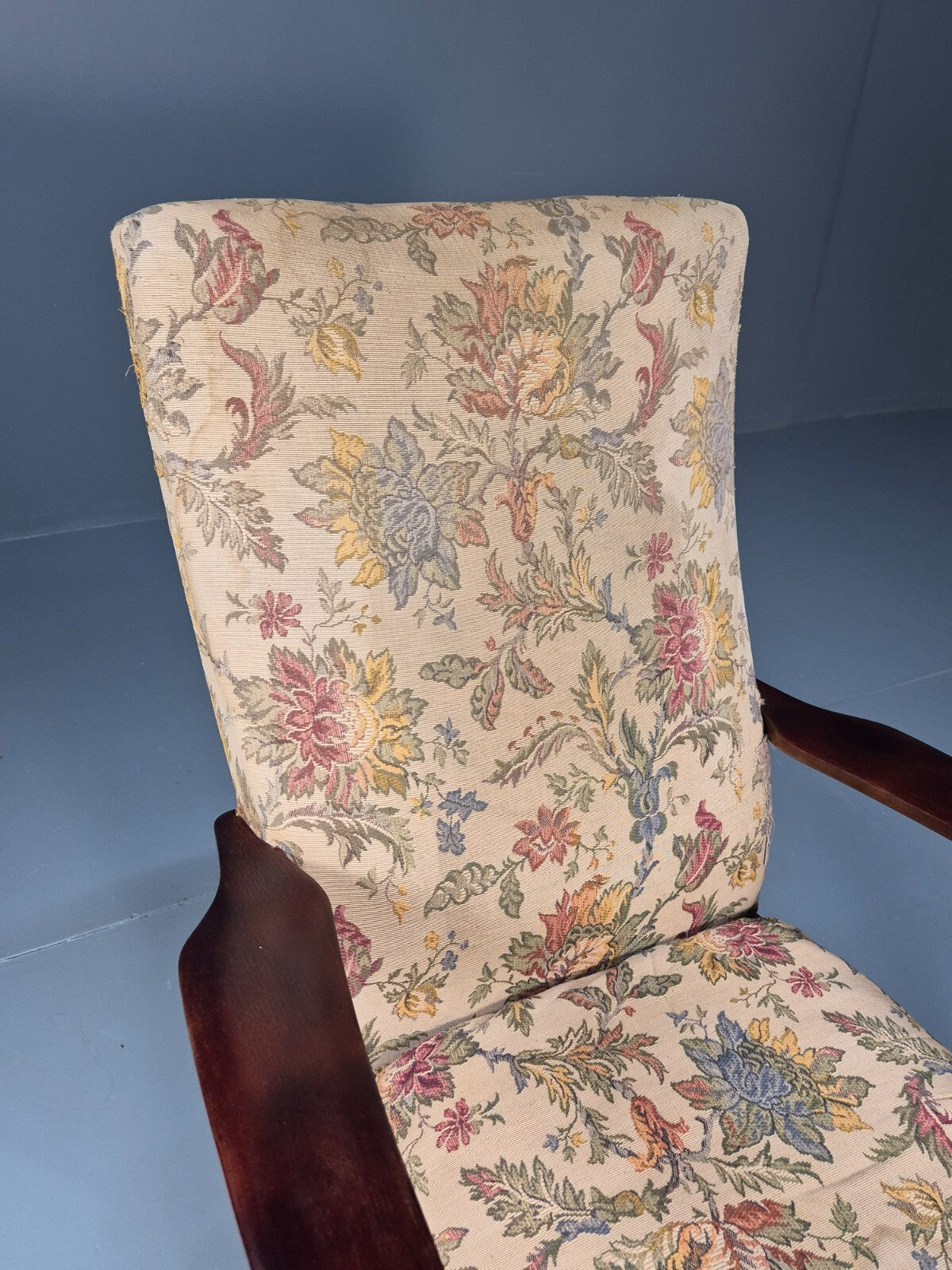 Vintage 1960s Parker Knoll Open Armchair Floral Print Beech Frame EB9711 MNOR - UKDK FURNITURE