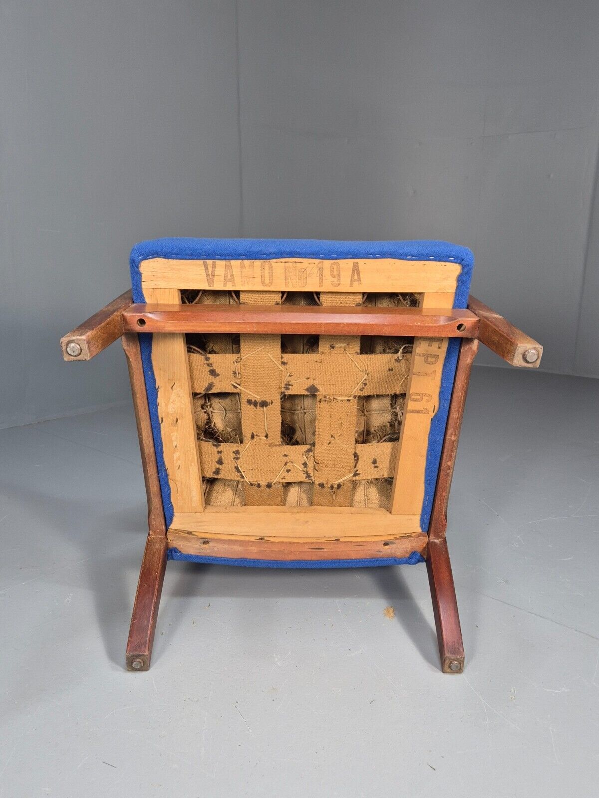 Vintage Danish Lounge Chair Blue Beech Frame Vamo 1950s Retro MCM EB8771 MNOR - UKDK FURNITURE