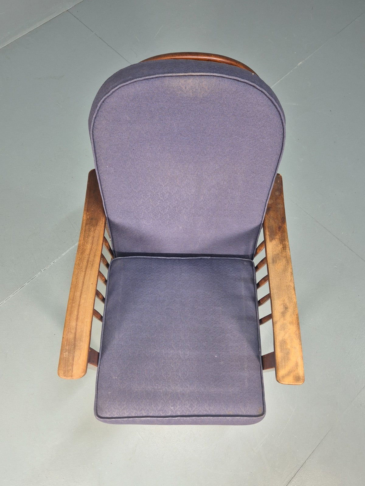 Antique Oak Wheel Back Folding Chair Purple upholstery 1900s EB10629 VCAR19