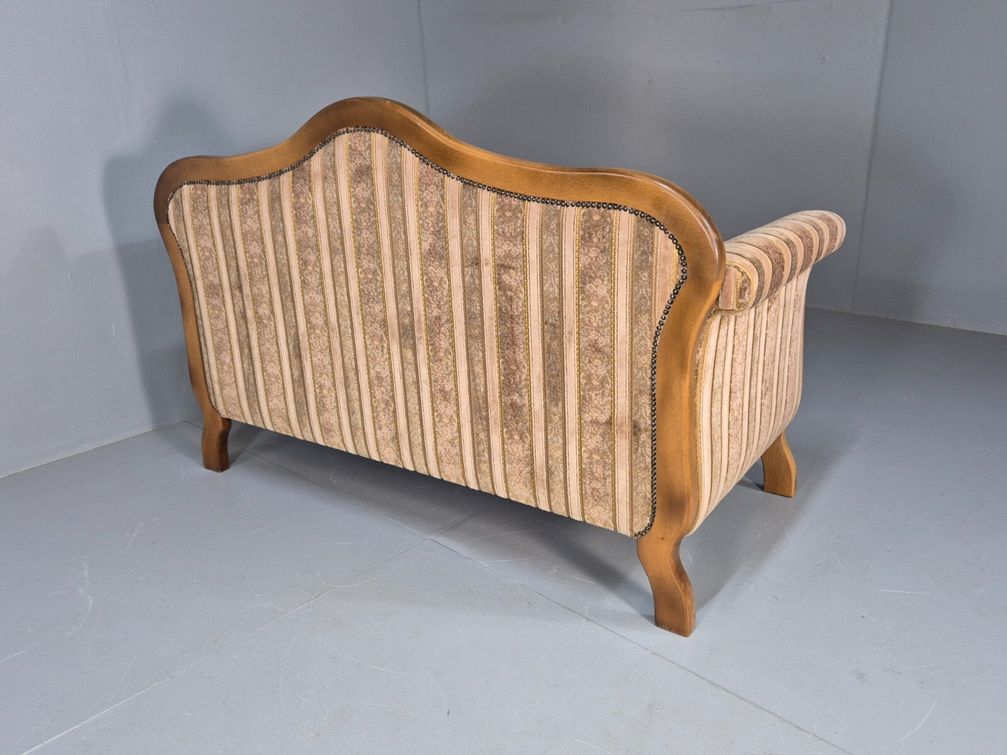 Vintage Danish Empire Style 2 Seat Settee Brown and Cream Antique EB9541 V2SS - UKDK FURNITURE