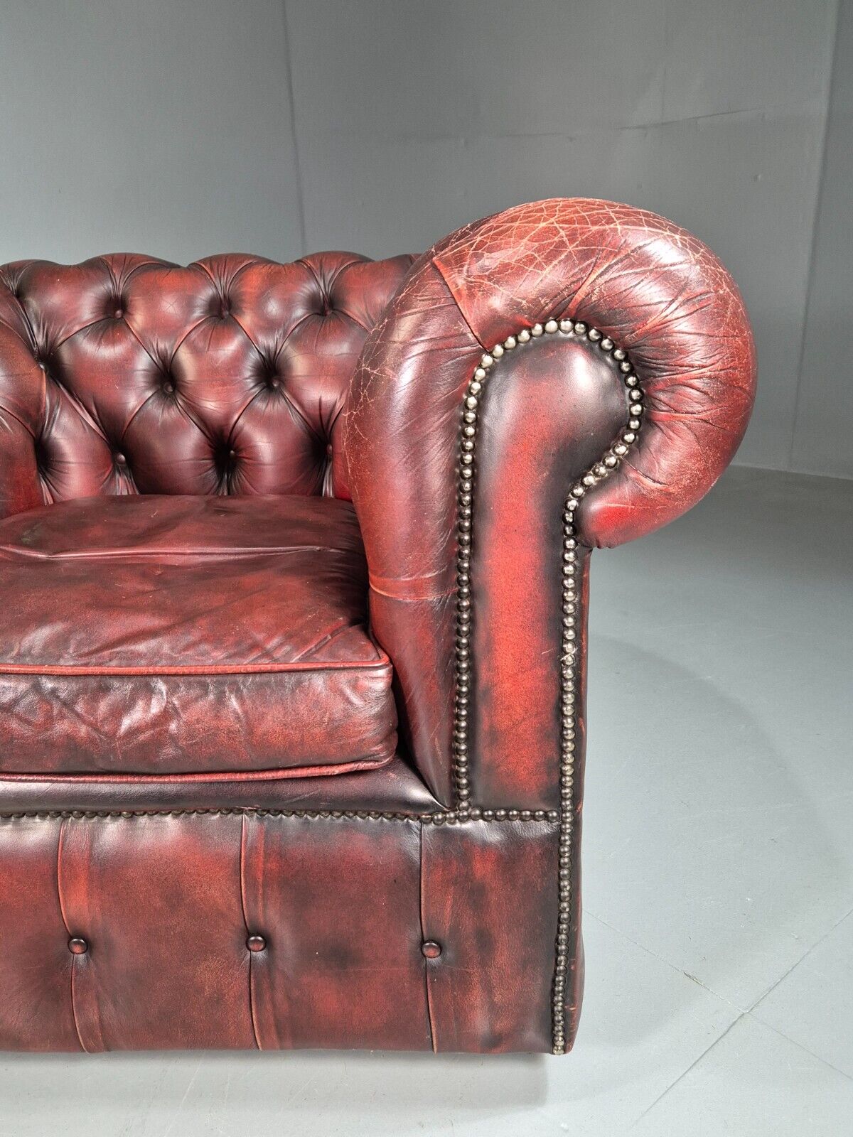 Vintage Chesterfield Chair Red Oxblood Leather 1970s Retro EB7431 VLEA - UKDK FURNITURE