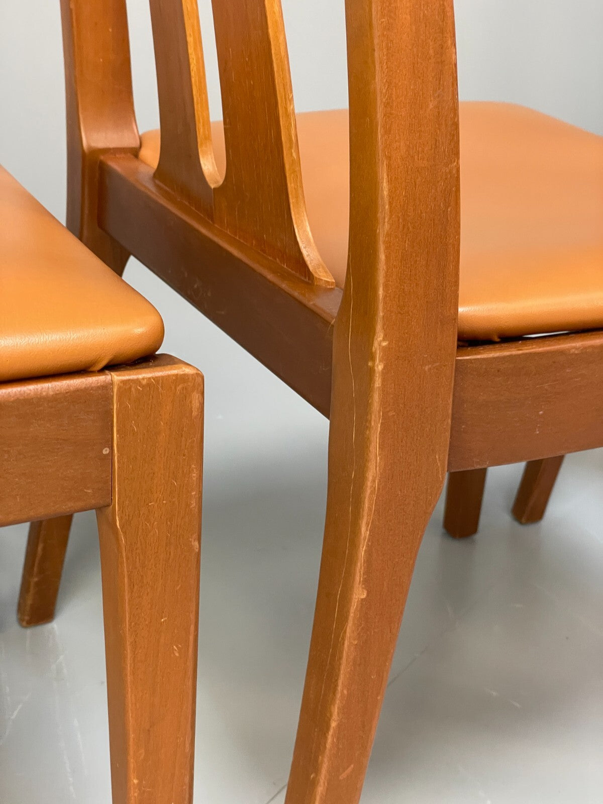 Vintage Nathan Tan Dining Chairs Set Of 4 Vinyl Mahogany 1970s EB9727 MDIN - UKDK FURNITURE