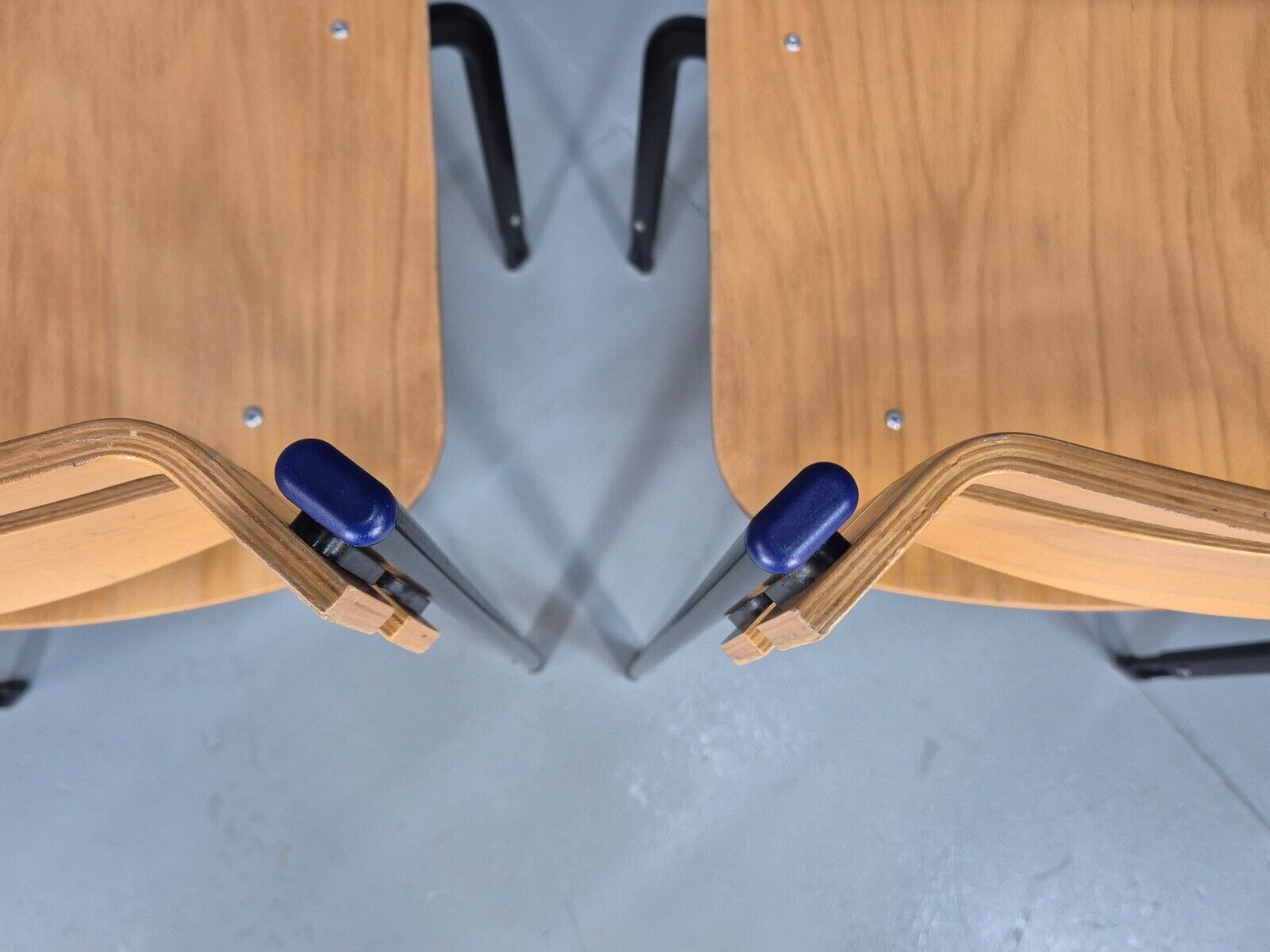 2 Vintage Danish Stacking Chairs Bent Ply Black Metal SIS 1980 Retro EB9098 MSTA - UKDK FURNITURE