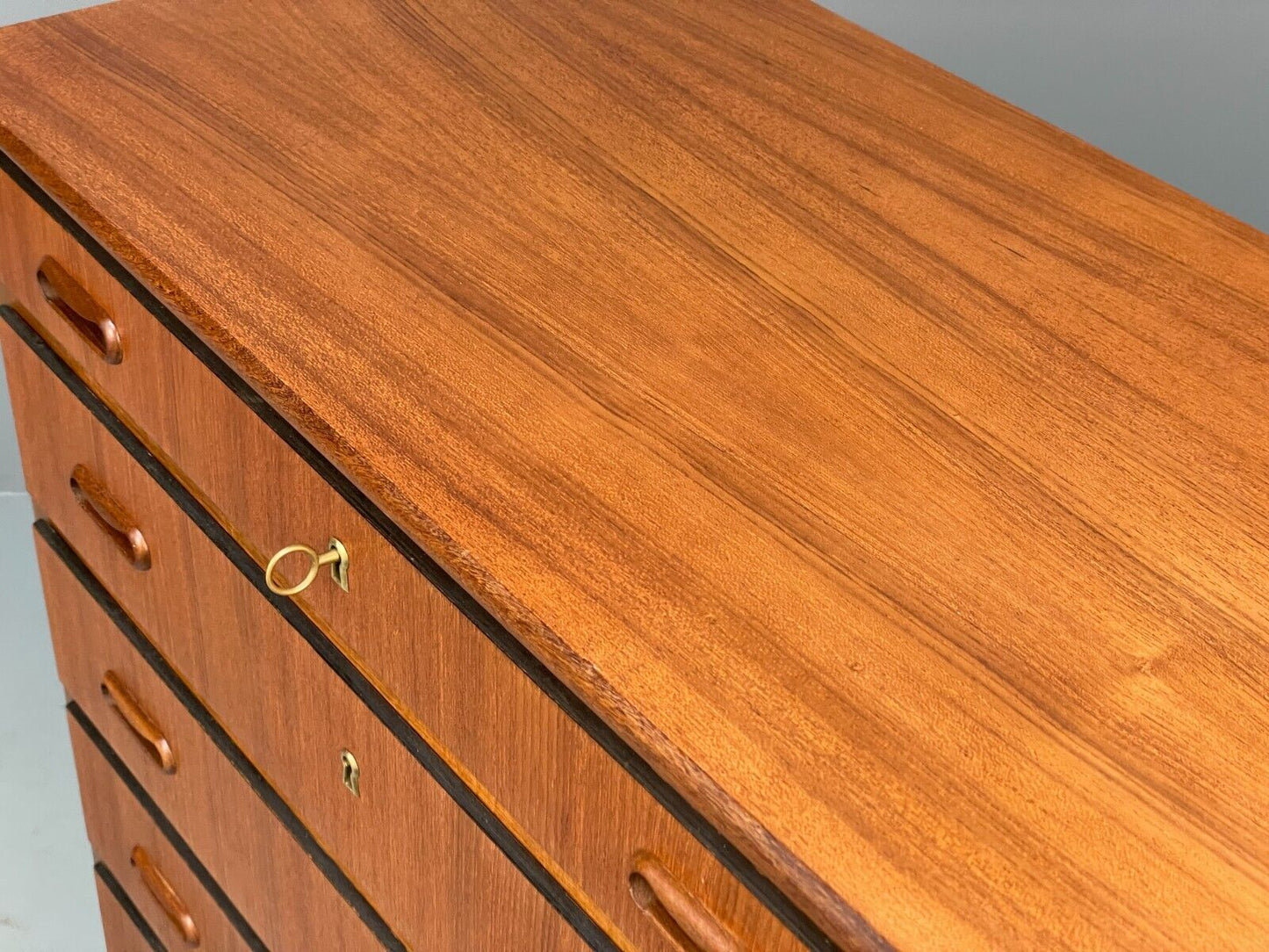 Vintage Danish Teak Chest Of Drawers Solid Handles Mid Century EB9117 MWOO - UKDK FURNITURE