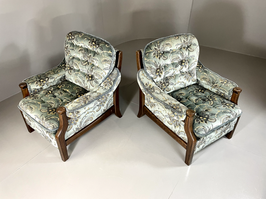 EB5517 A Pair Vintage Danish 1970s Floral Lounge Chairs, Kitsch, Retro, VCLO - UKDK FURNITURE