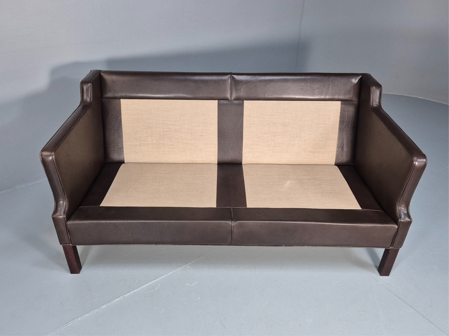 Midcentury Two Seater Sofa Brown Leather Vintage Danish 1970s Retro EB10101 M2SS6