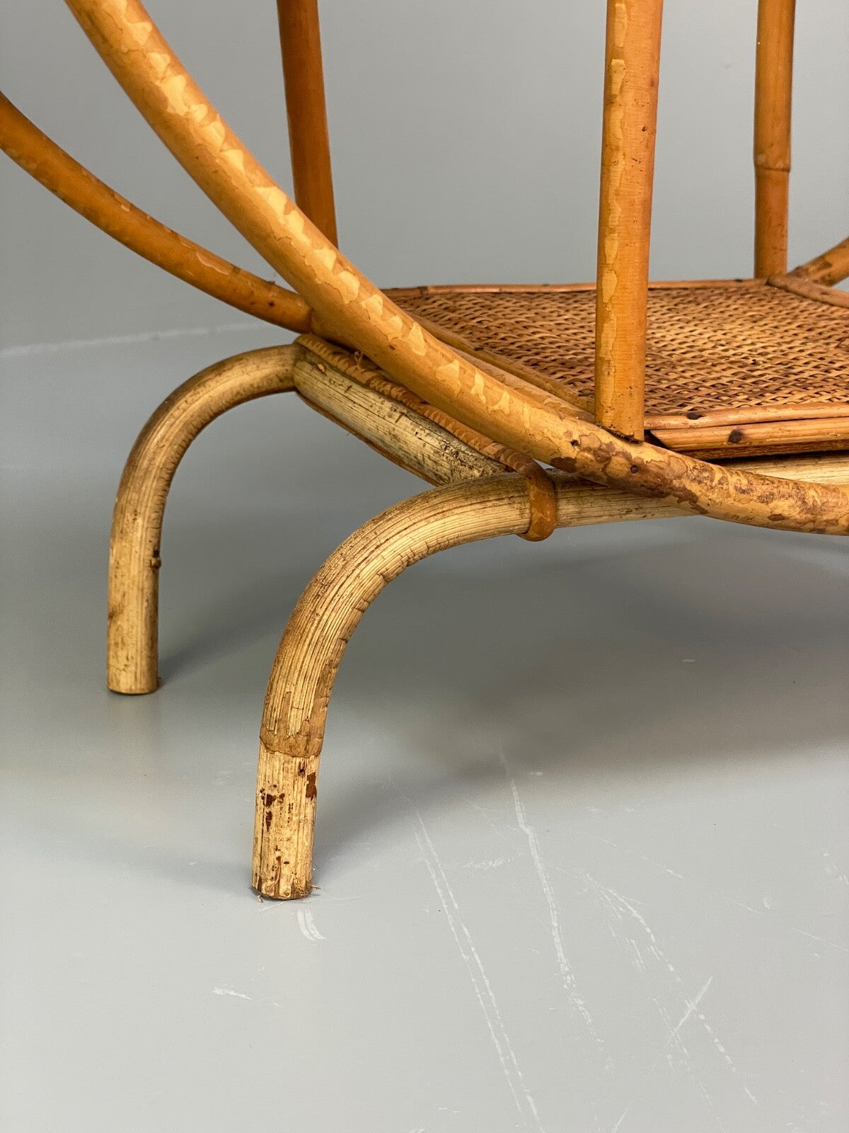 Antique Art Deco Bamboo And Wicker Circular Small Display Shelving EB9737 MWOO - UKDK FURNITURE