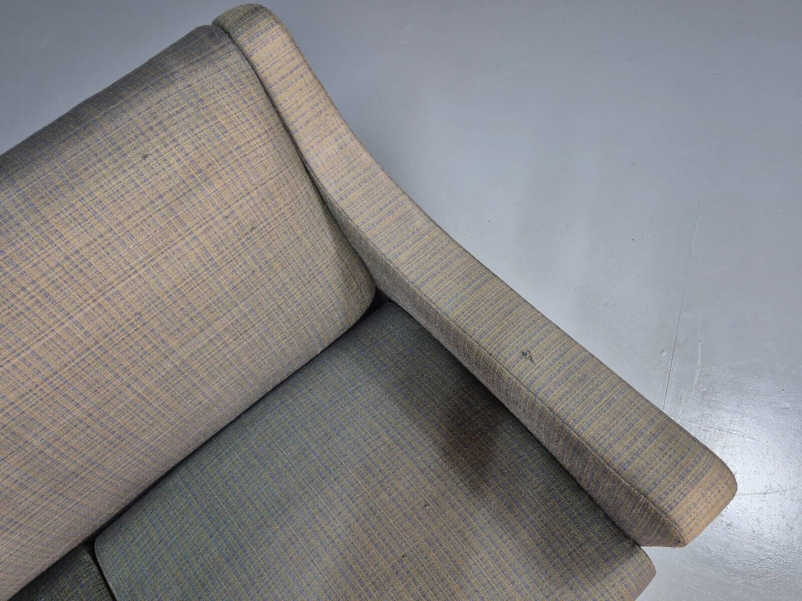 Vintage Danish 4 Seat Sofa Blue Green Wool Teak Legs MCM 1960s Retro EB8742 M4SS - UKDK FURNITURE