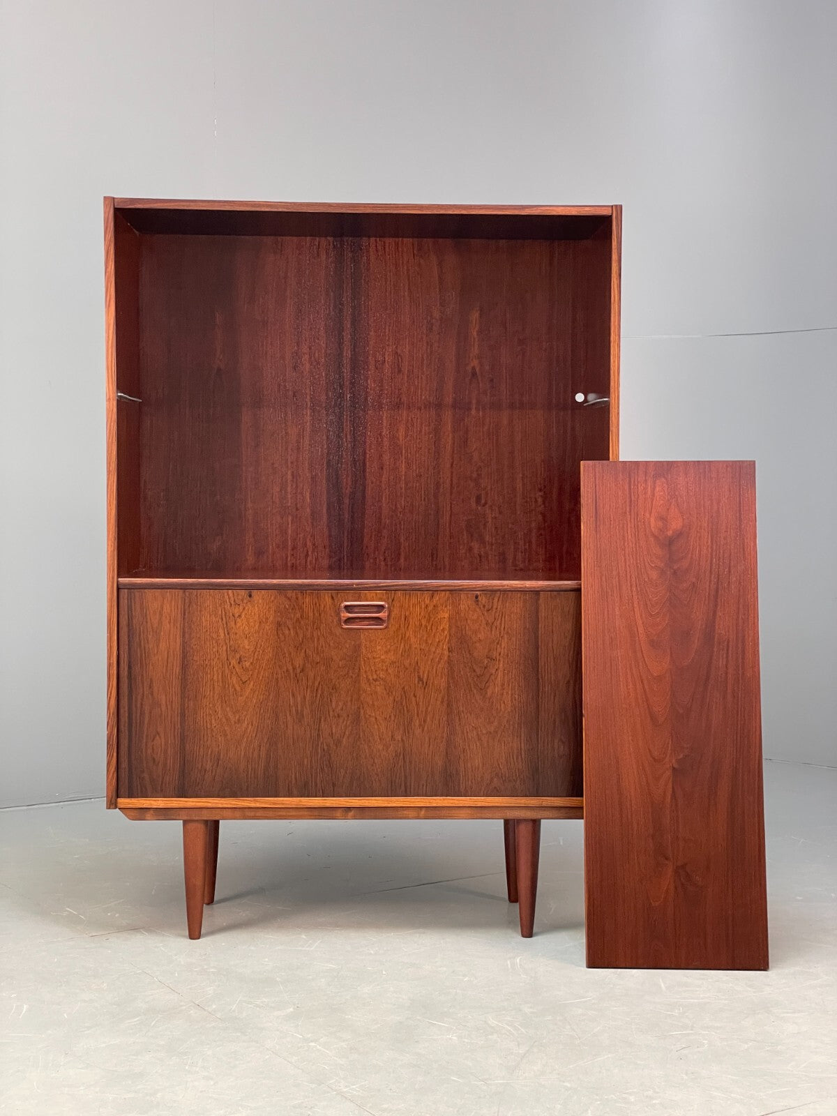 Vintage Danish Bookcase Shelving Unit With Drop Door Drinks Cabinet EB8815 MWOO - UKDK FURNITURE