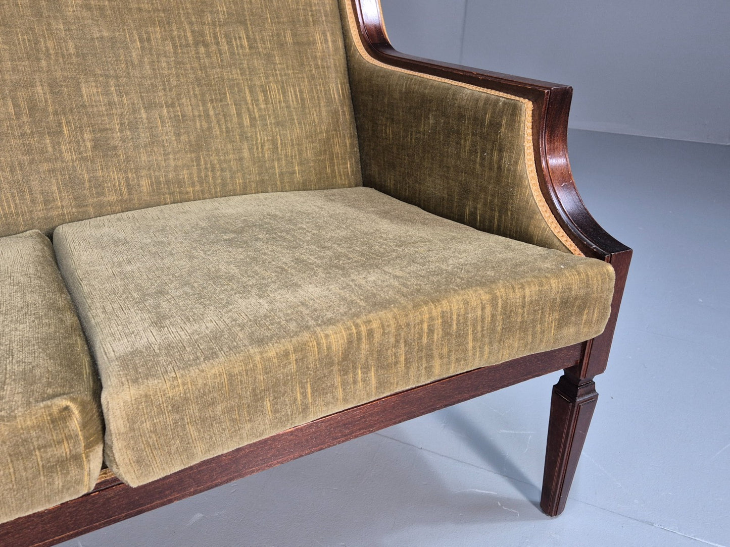 Antique Danish Empire Style Sofa Mahogany and Green velour EB9662 V3SS - UKDK FURNITURE