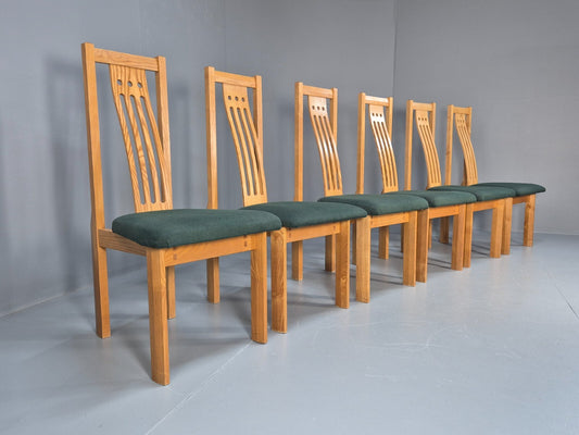 6 Vintage John Barnard Dining Chairs in Ash and Green Modern Design EB9676 MDIN - UKDK FURNITURE