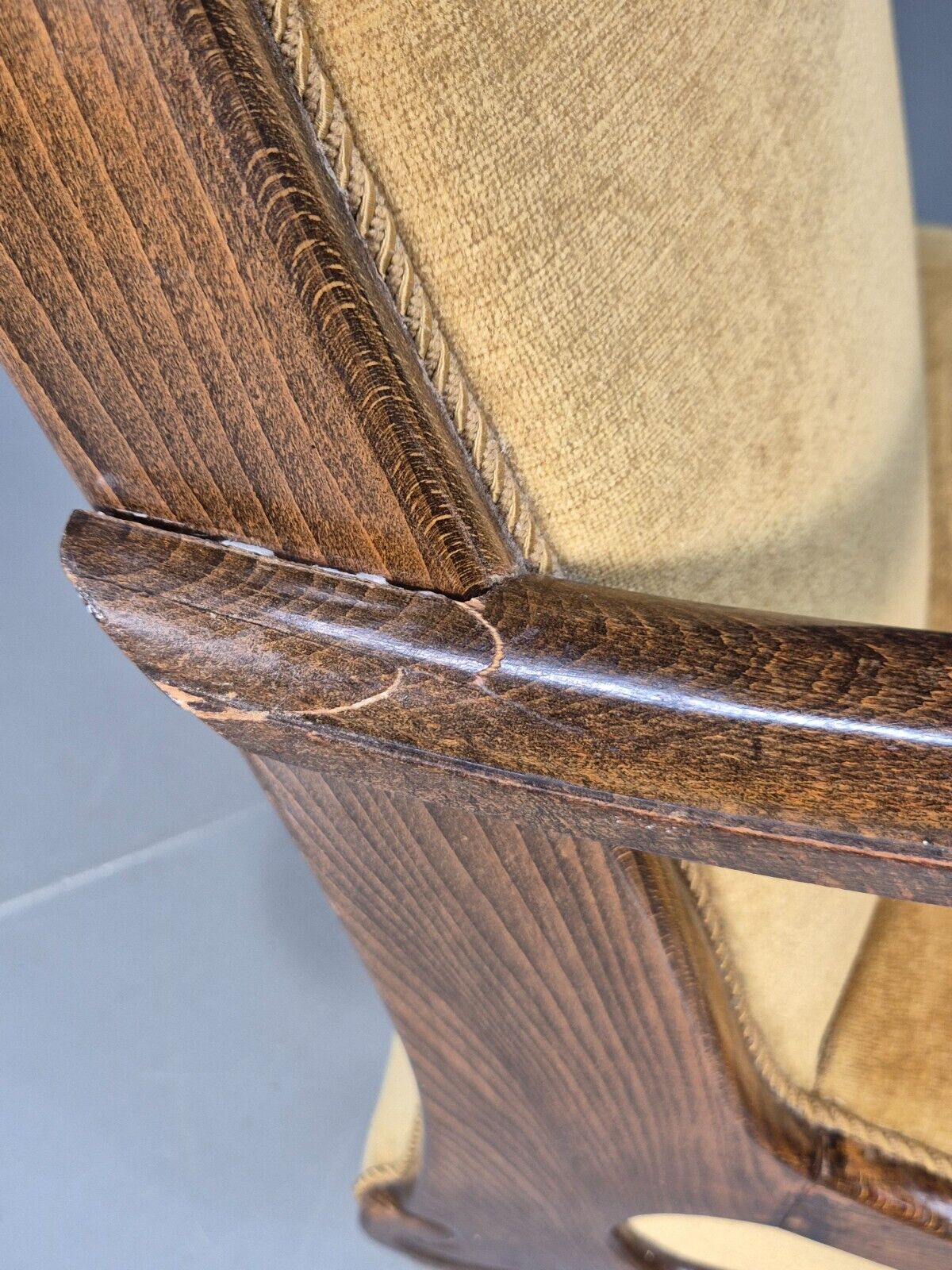 Vintage Danish Rocking Chair Beech and Gold Velour 1940s Retro EB9054 VCLO - UKDK FURNITURE