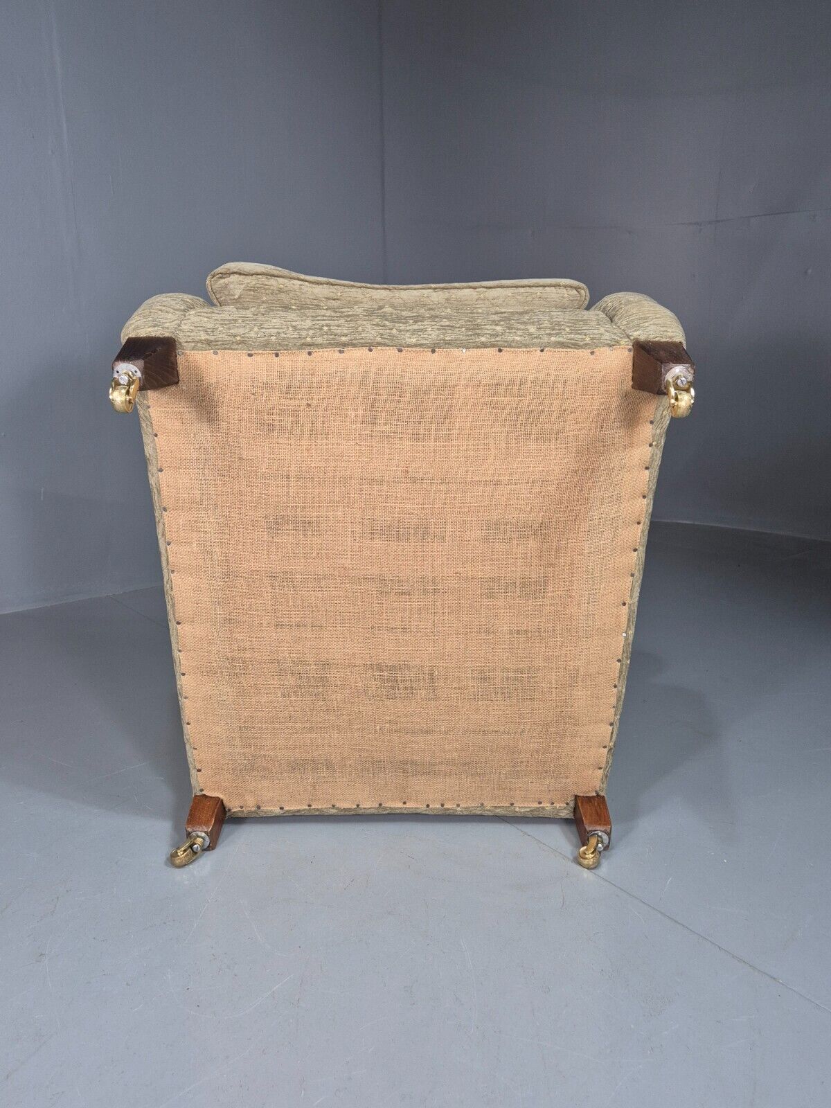 Vintage Wing Back Lounge Chair Chenille Upholstery Edwardian Antique EB7786 MNOR - UKDK FURNITURE